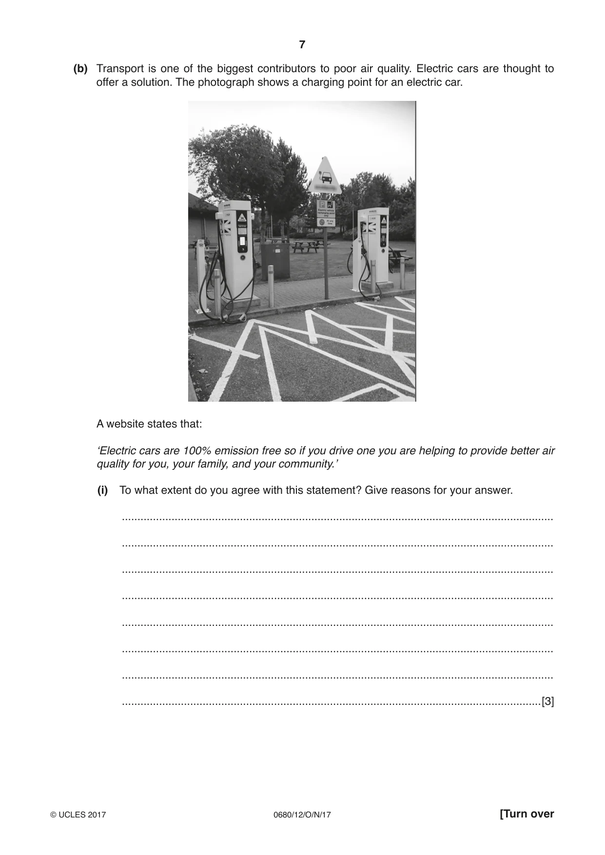 Cambridge IGCSE Environmental Management 0680 2017 Oct/Nov Paper 1 · Variant 2 question paper, page 7 of 16