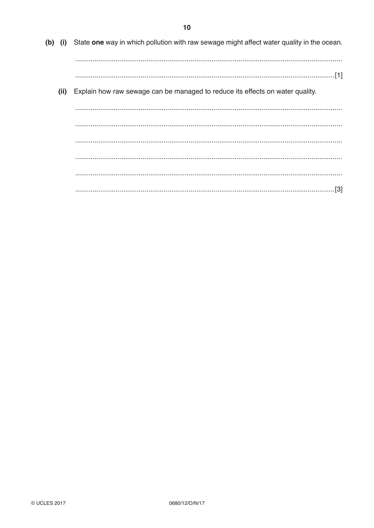 Cambridge IGCSE Environmental Management 0680 2017 Oct/Nov Paper 1 · Variant 2 question paper, page 10 of 16