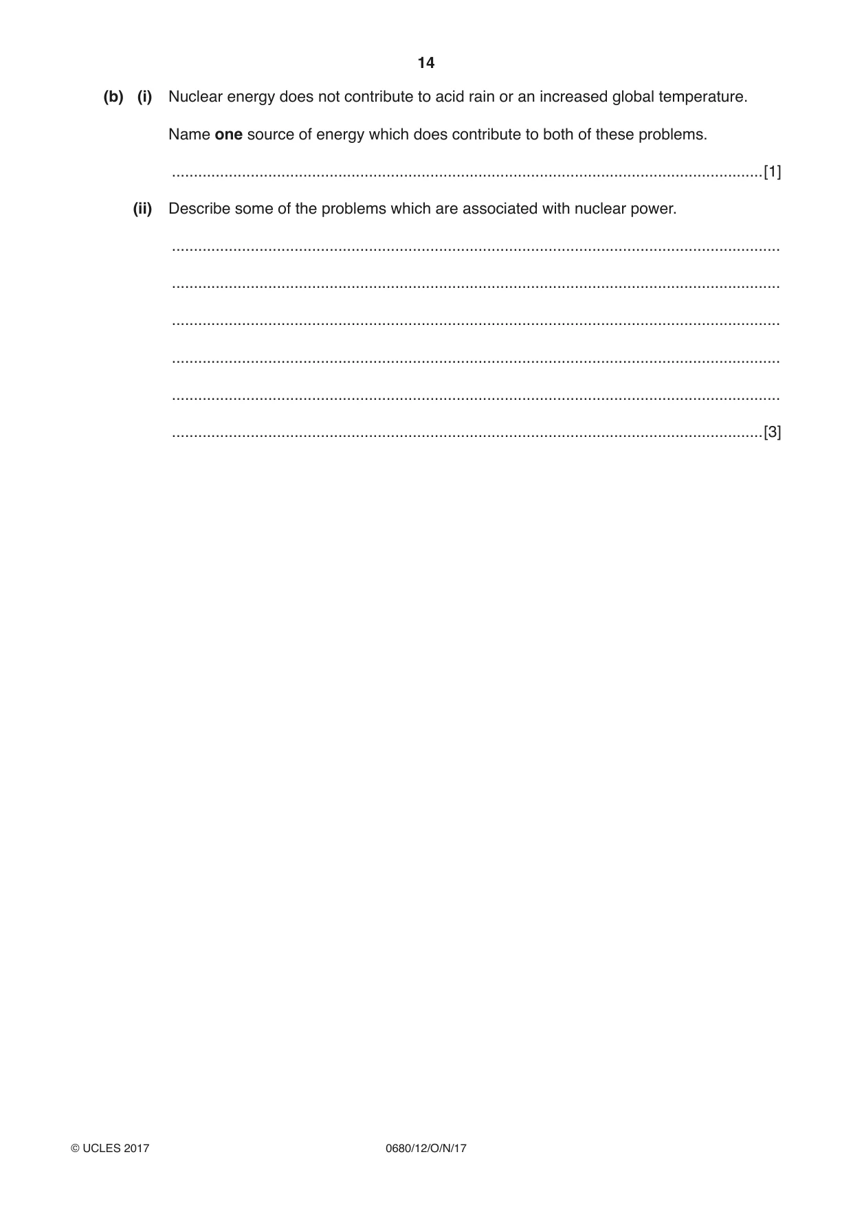Cambridge IGCSE Environmental Management 0680 2017 Oct/Nov Paper 1 · Variant 2 question paper, page 14 of 16