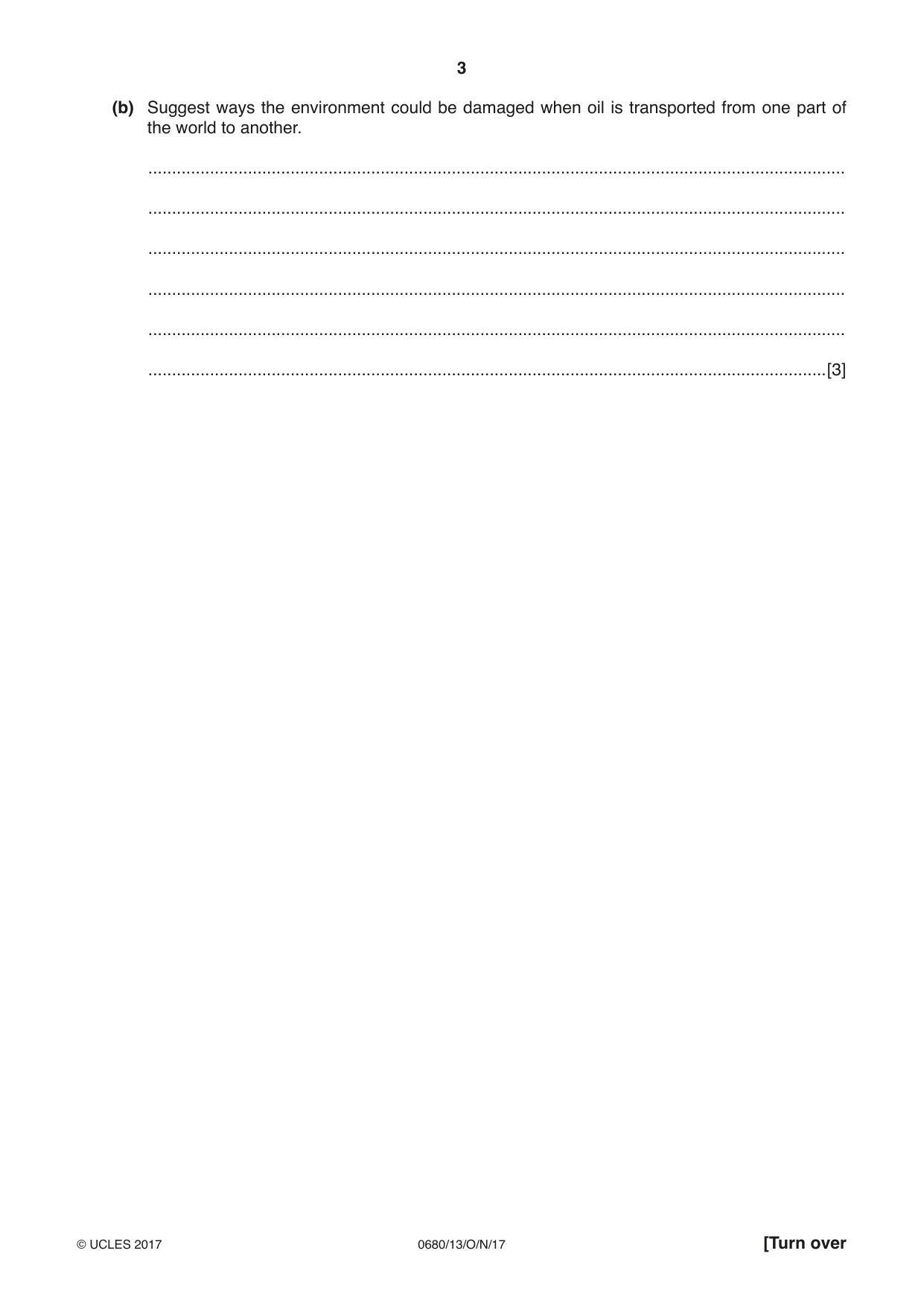 Cambridge IGCSE Environmental Management 0680 2017 Oct/Nov Paper 1 · Variant 3 question paper, page 3 of 16