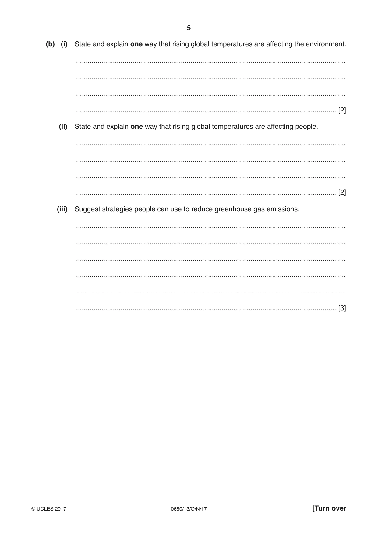 Cambridge IGCSE Environmental Management 0680 2017 Oct/Nov Paper 1 · Variant 3 question paper, page 5 of 16