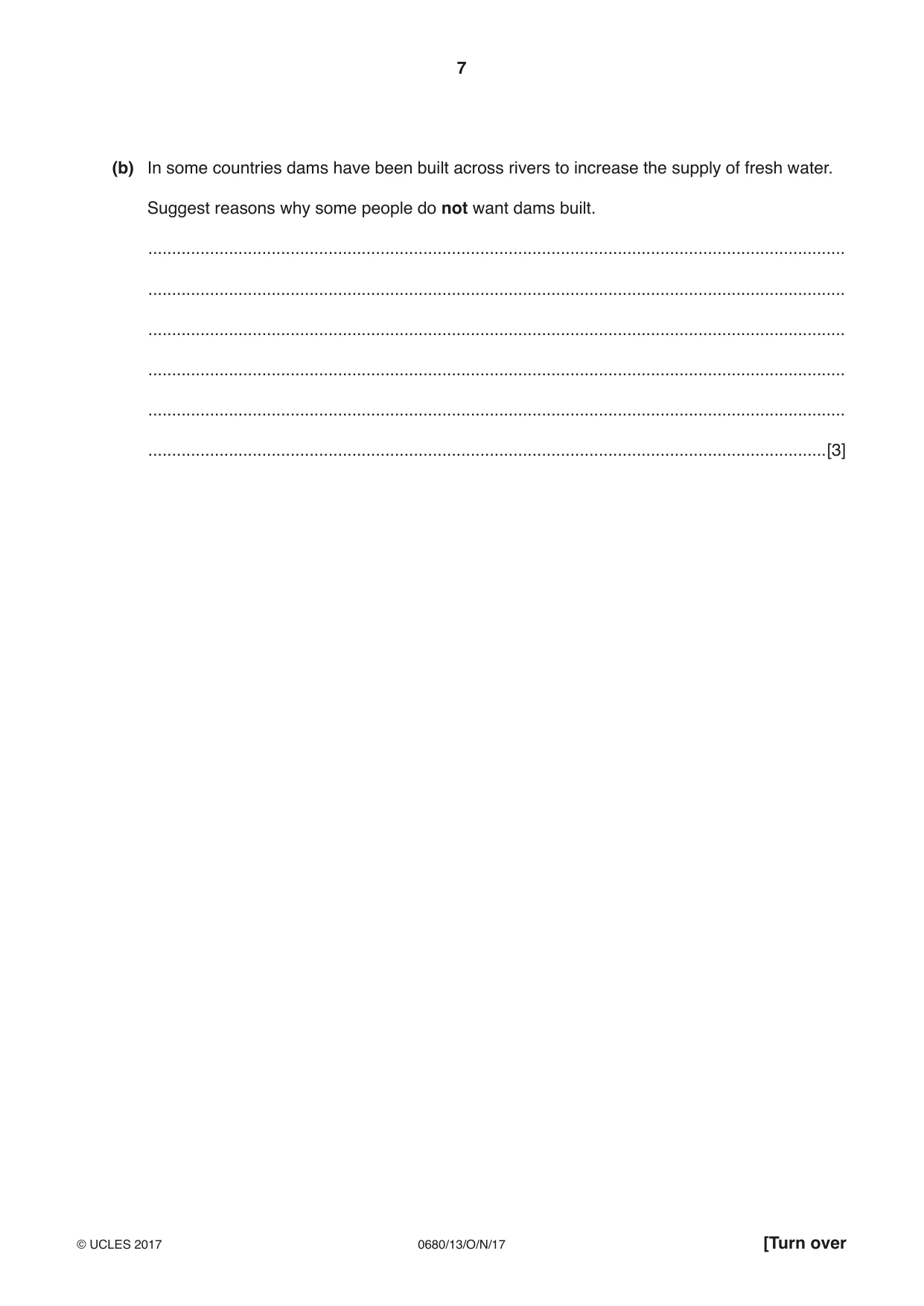 Cambridge IGCSE Environmental Management 0680 2017 Oct/Nov Paper 1 · Variant 3 question paper, page 7 of 16