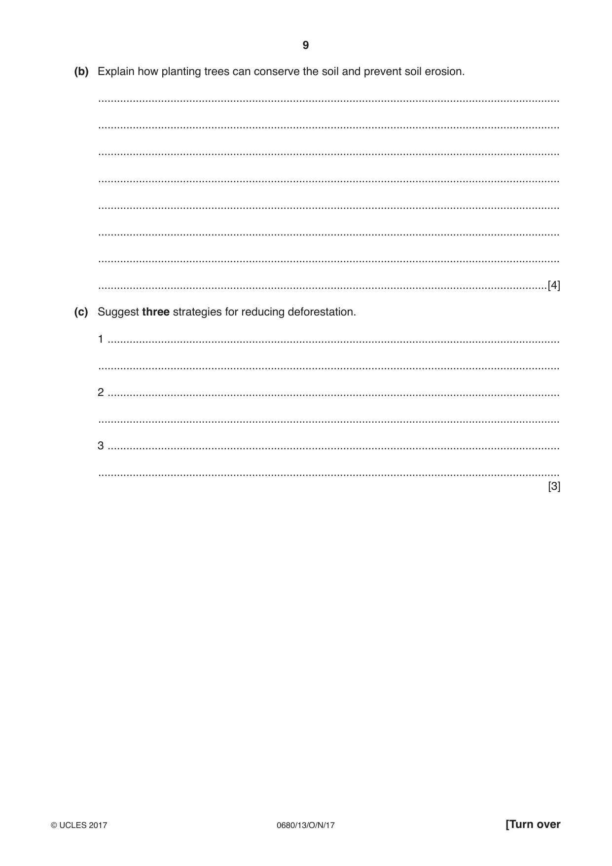Cambridge IGCSE Environmental Management 0680 2017 Oct/Nov Paper 1 · Variant 3 question paper, page 9 of 16
