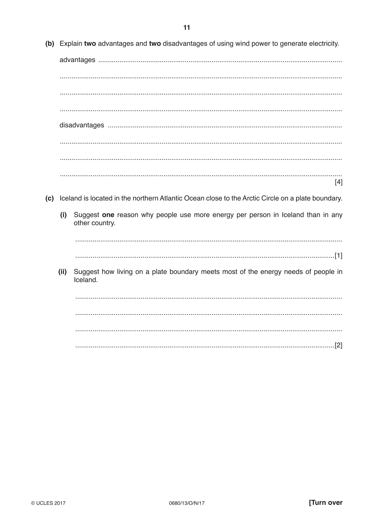 Cambridge IGCSE Environmental Management 0680 2017 Oct/Nov Paper 1 · Variant 3 question paper, page 11 of 16