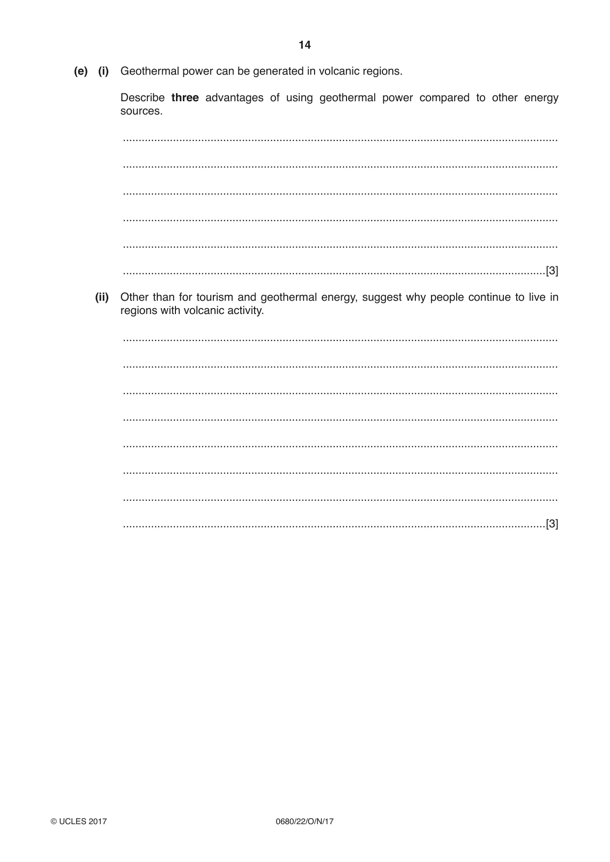Cambridge IGCSE Environmental Management 0680 2017 Oct/Nov Paper 2 · Variant 2 question paper, page 14 of 16