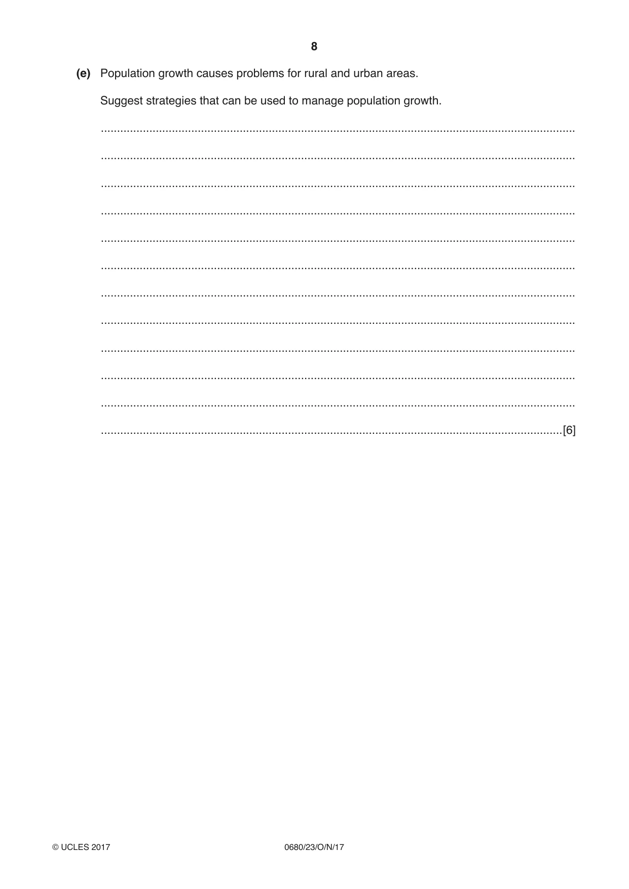 Cambridge IGCSE Environmental Management 0680 2017 Oct/Nov Paper 2 · Variant 3 question paper, page 8 of 16