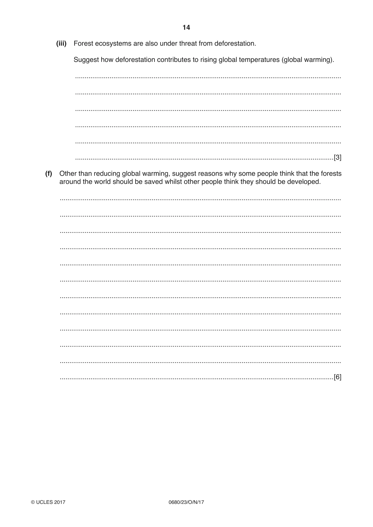 Cambridge IGCSE Environmental Management 0680 2017 Oct/Nov Paper 2 · Variant 3 question paper, page 14 of 16