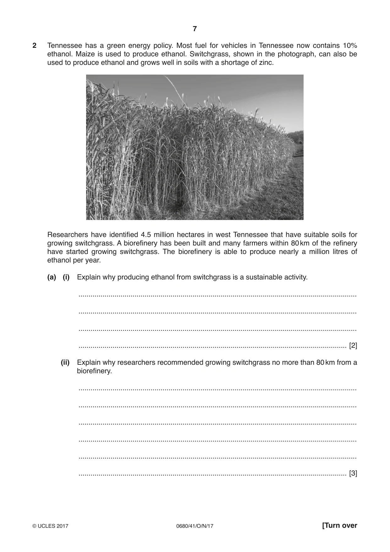 Cambridge IGCSE Environmental Management 0680 2017 Oct/Nov Paper 4 · Variant 1 question paper, page 7 of 16