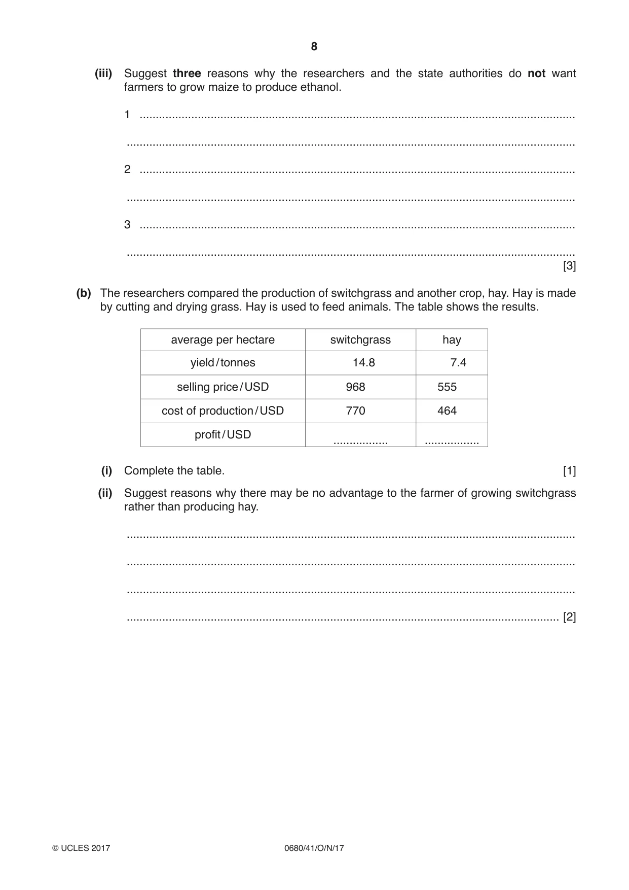 Cambridge IGCSE Environmental Management 0680 2017 Oct/Nov Paper 4 · Variant 1 question paper, page 8 of 16