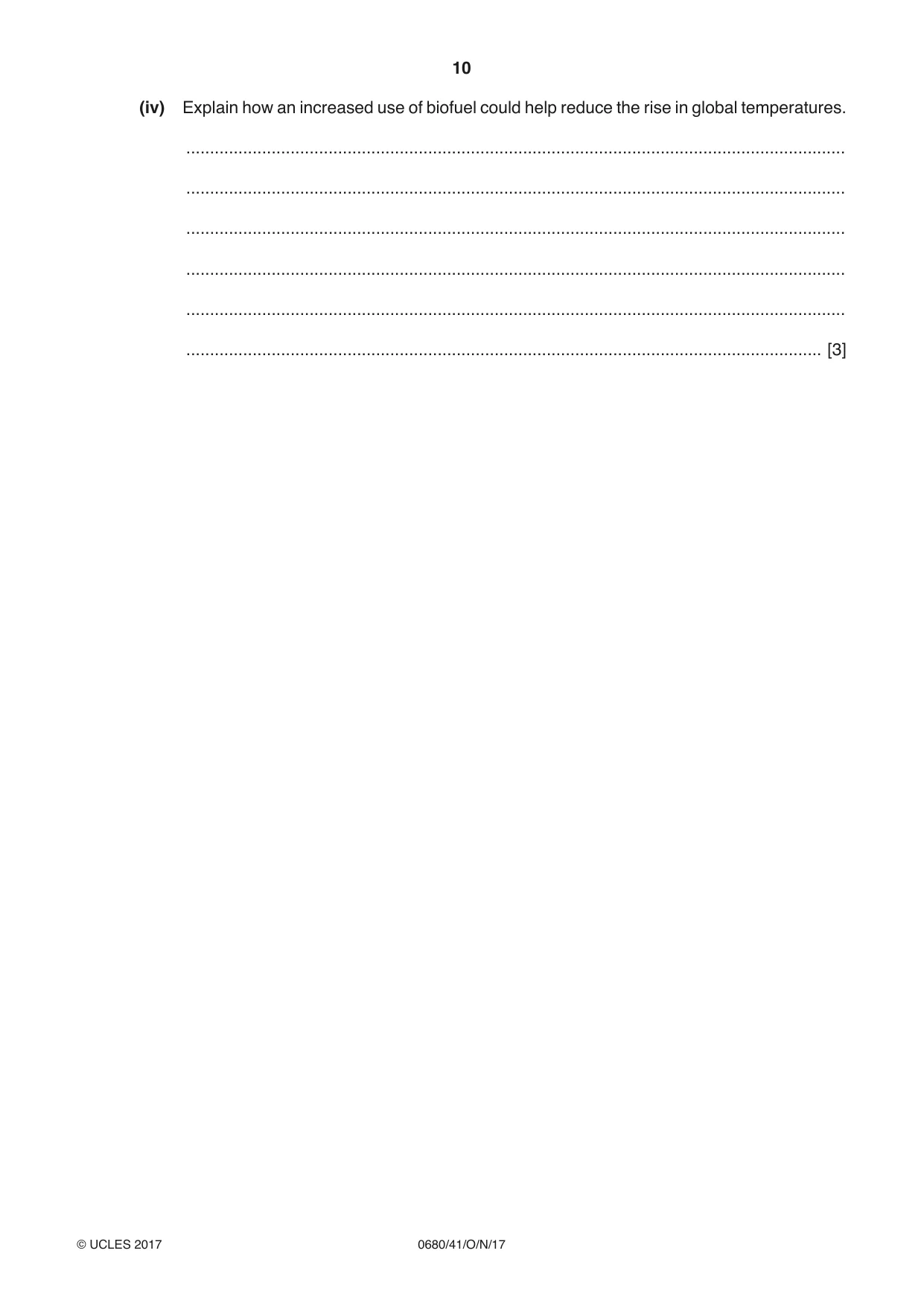 Cambridge IGCSE Environmental Management 0680 2017 Oct/Nov Paper 4 · Variant 1 question paper, page 10 of 16