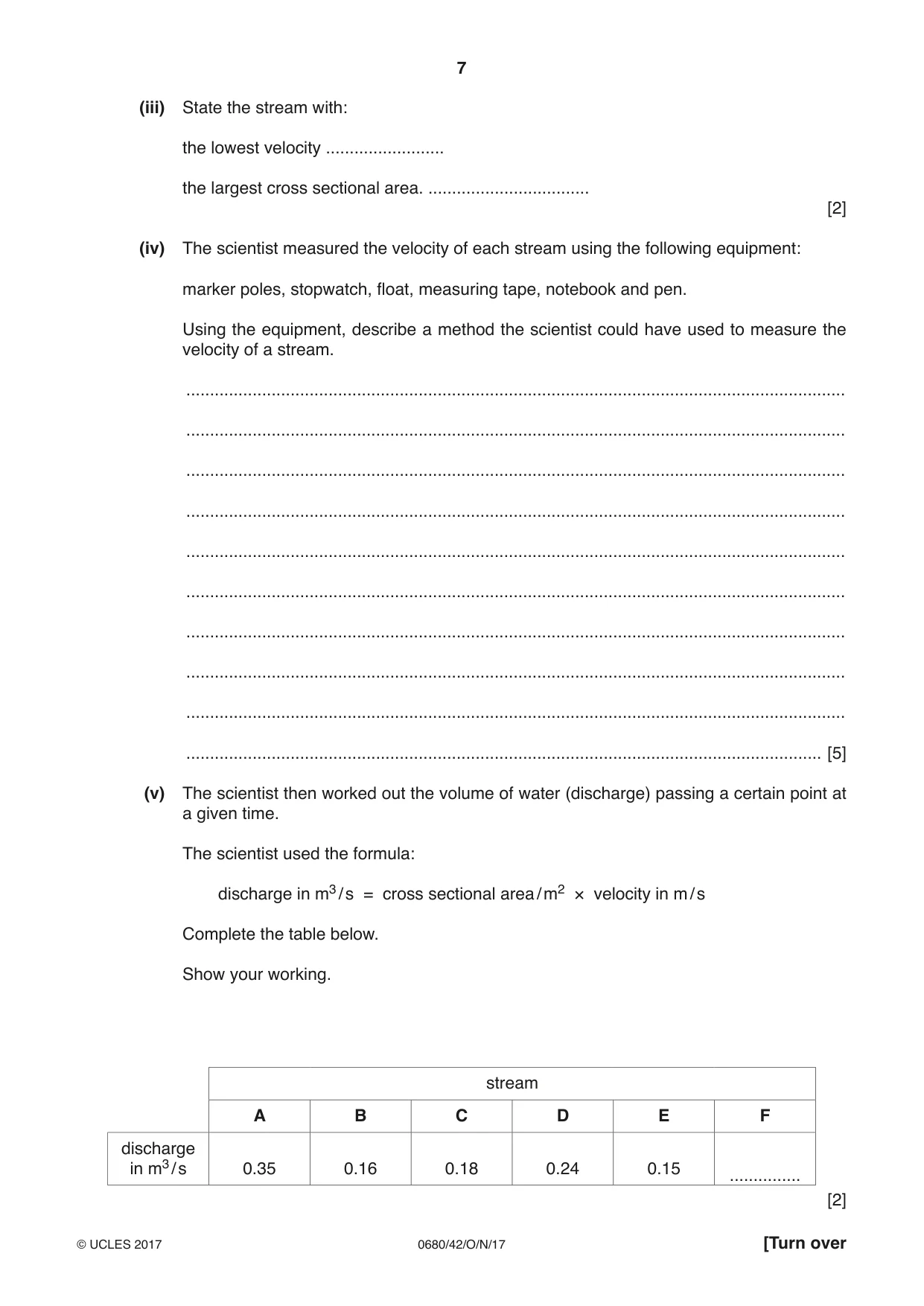 Cambridge IGCSE Environmental Management 0680 2017 Oct/Nov Paper 4 · Variant 2 question paper, page 7 of 16