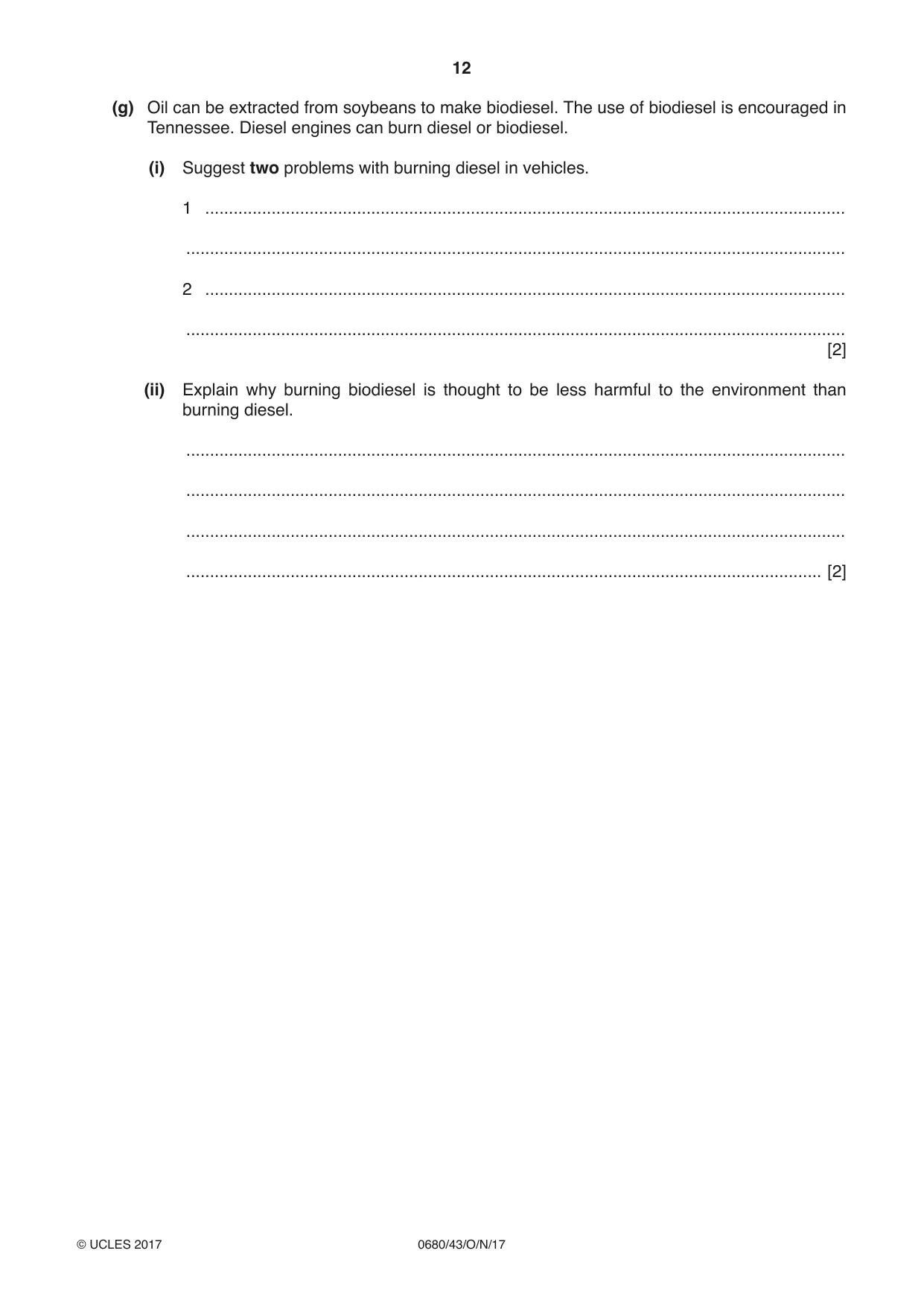 Cambridge IGCSE Environmental Management 0680 2017 Oct/Nov Paper 4 · Variant 3 question paper, page 12 of 16