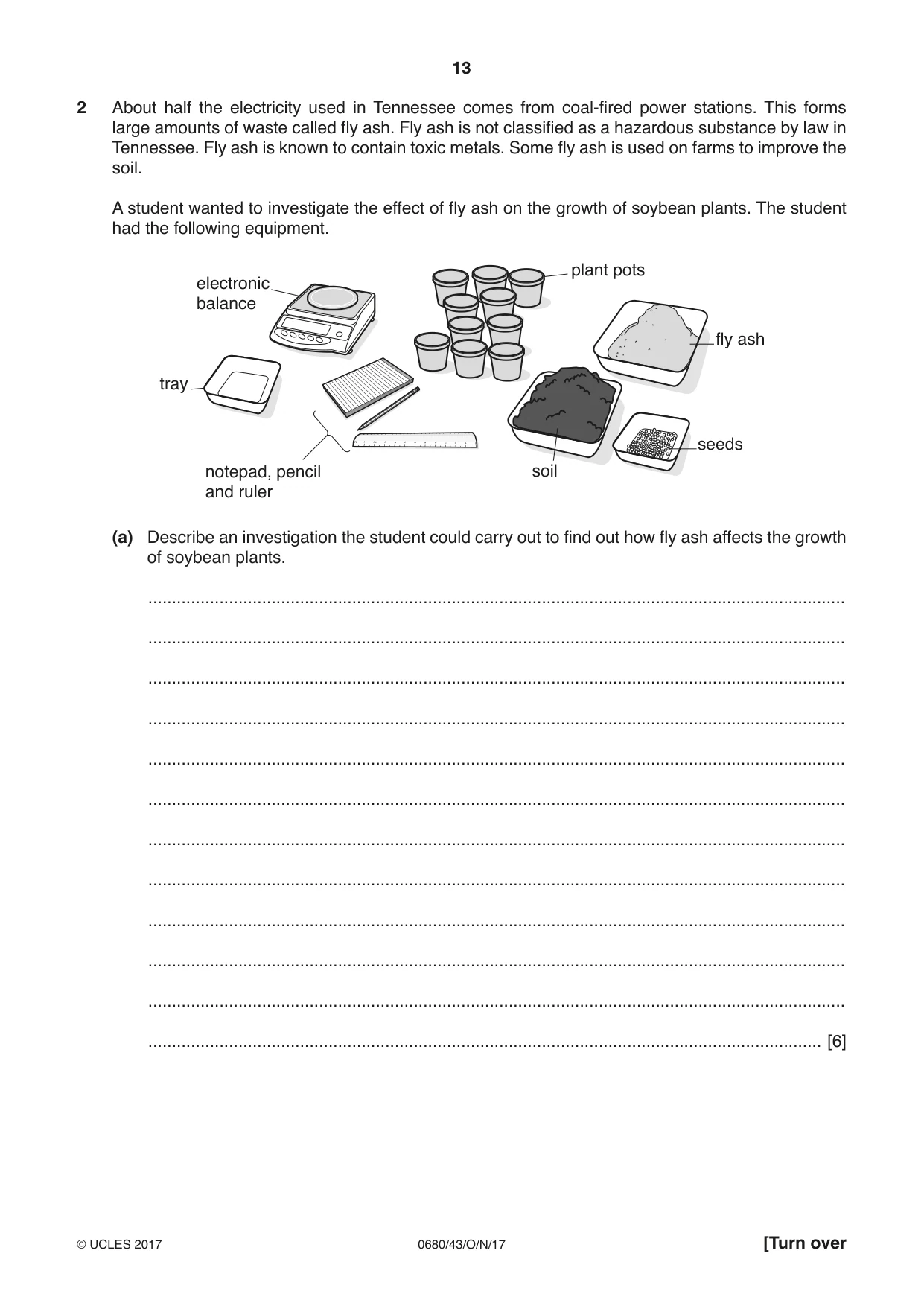 Cambridge IGCSE Environmental Management 0680 2017 Oct/Nov Paper 4 · Variant 3 question paper, page 13 of 16