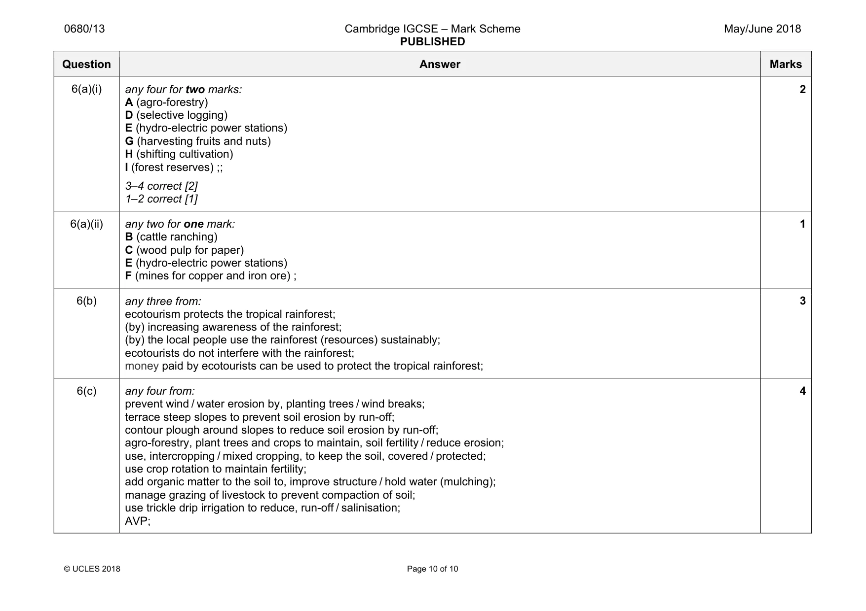 Mark scheme, page 10 of 10