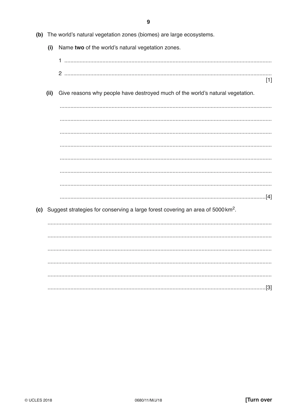 Cambridge IGCSE Environmental Management 0680 2018 May/June Paper 1 · Variant 1 question paper, page 9 of 16