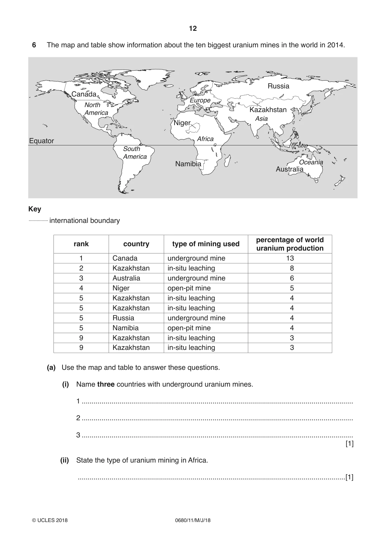 Cambridge IGCSE Environmental Management 0680 2018 May/June Paper 1 · Variant 1 question paper, page 12 of 16