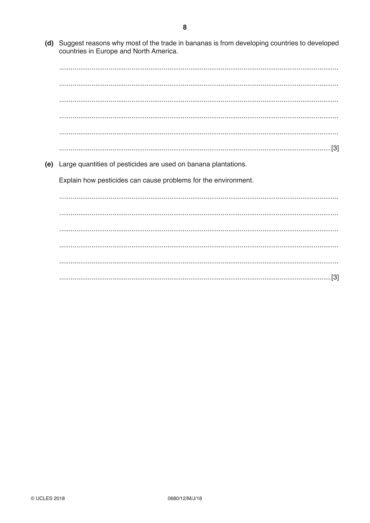 Cambridge IGCSE Environmental Management 0680 2018 May/June Paper 1 · Variant 2 question paper, page 8 of 16