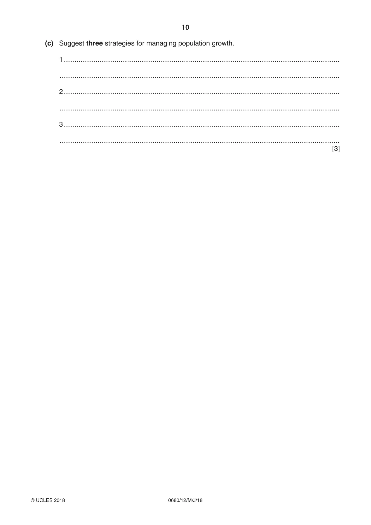 Cambridge IGCSE Environmental Management 0680 2018 May/June Paper 1 · Variant 2 question paper, page 10 of 16