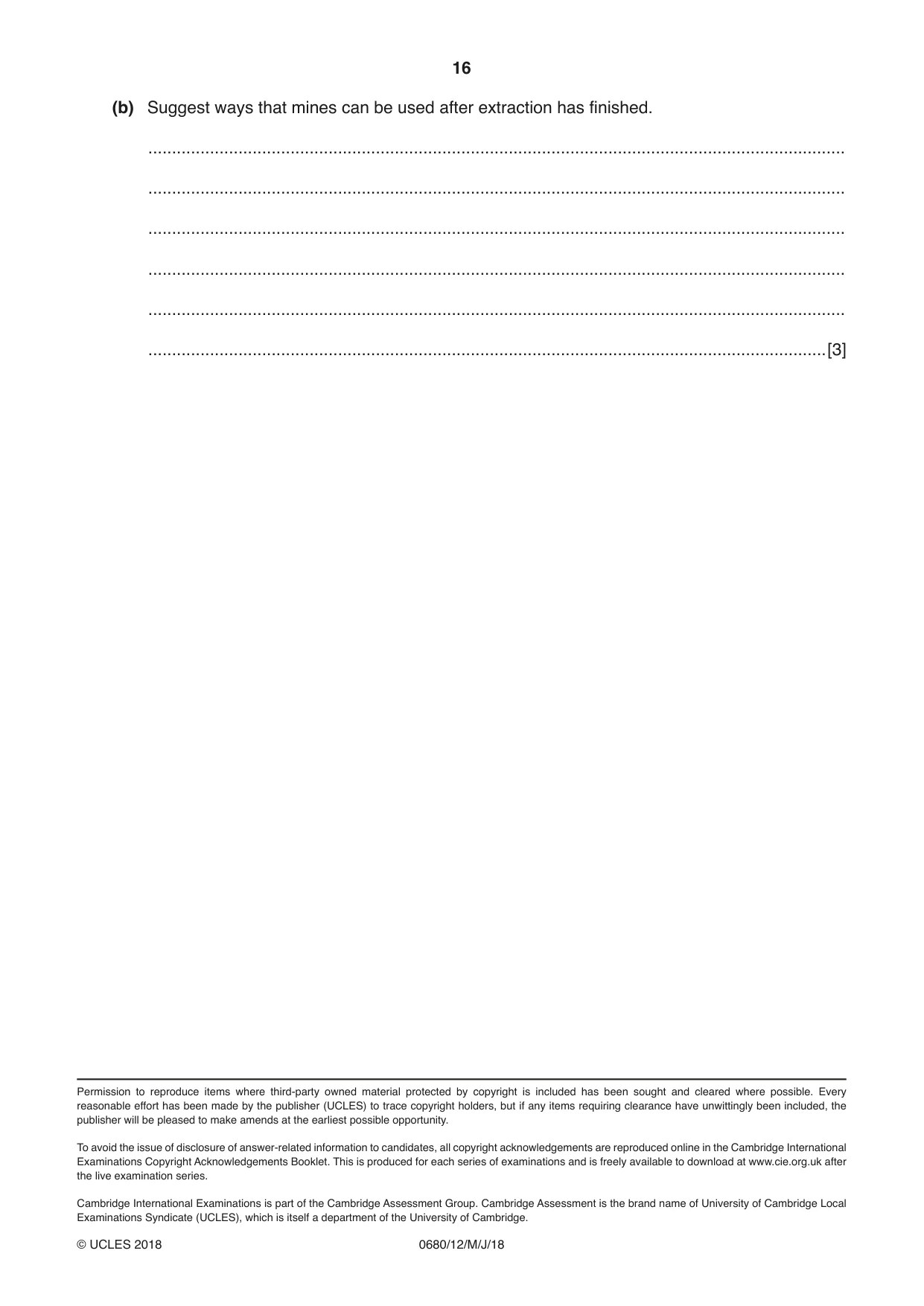 Cambridge IGCSE Environmental Management 0680 2018 May/June Paper 1 · Variant 2 question paper, page 16 of 16