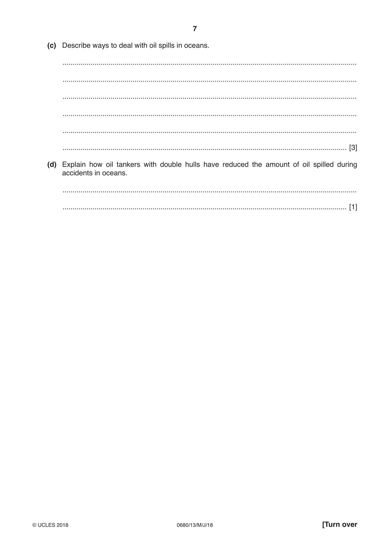 Cambridge IGCSE Environmental Management 0680 2018 May/June Paper 1 · Variant 3 question paper, page 7 of 16