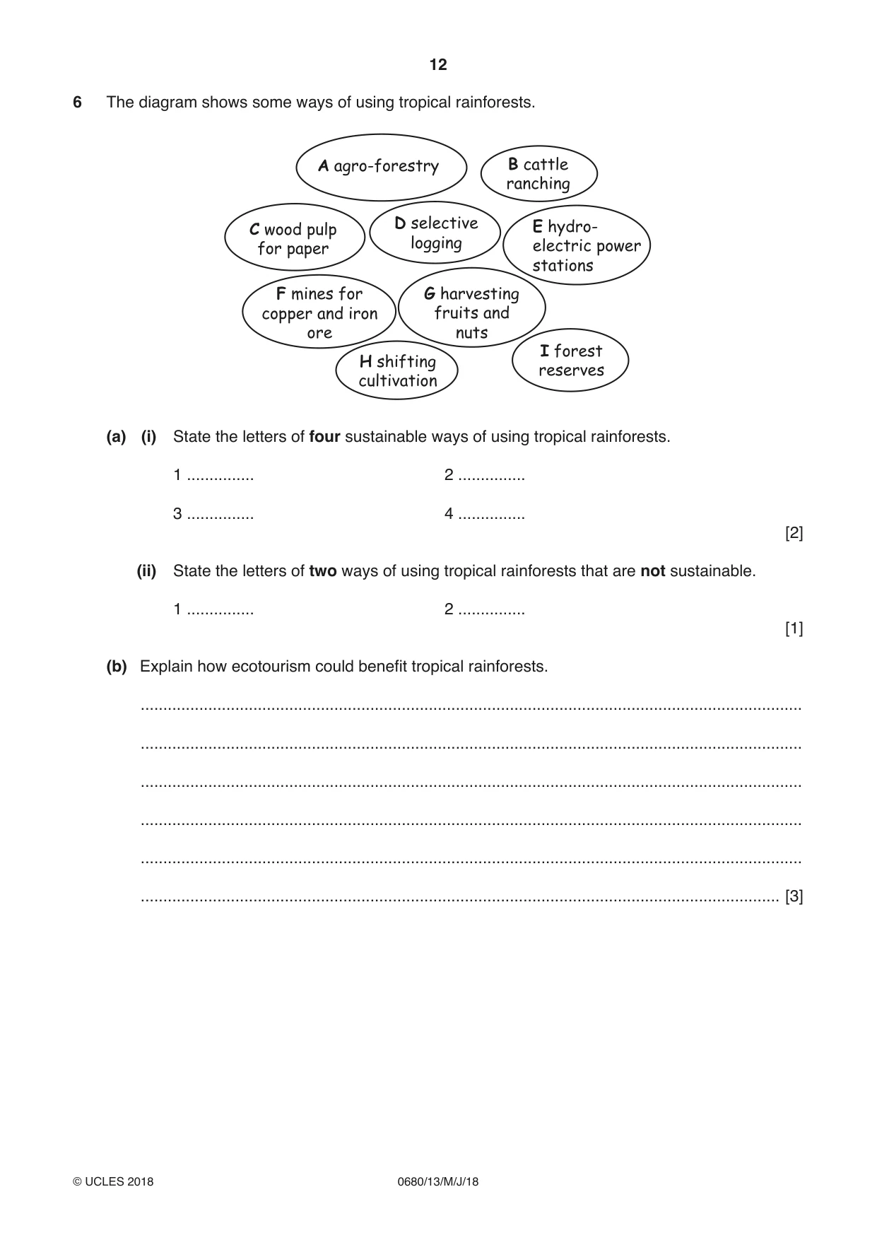 Cambridge IGCSE Environmental Management 0680 2018 May/June Paper 1 · Variant 3 question paper, page 12 of 16