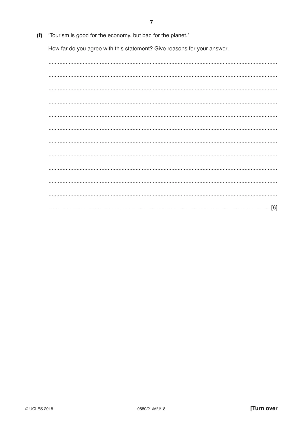 Cambridge IGCSE Environmental Management 0680 2018 May/June Paper 2 · Variant 1 question paper, page 7 of 16