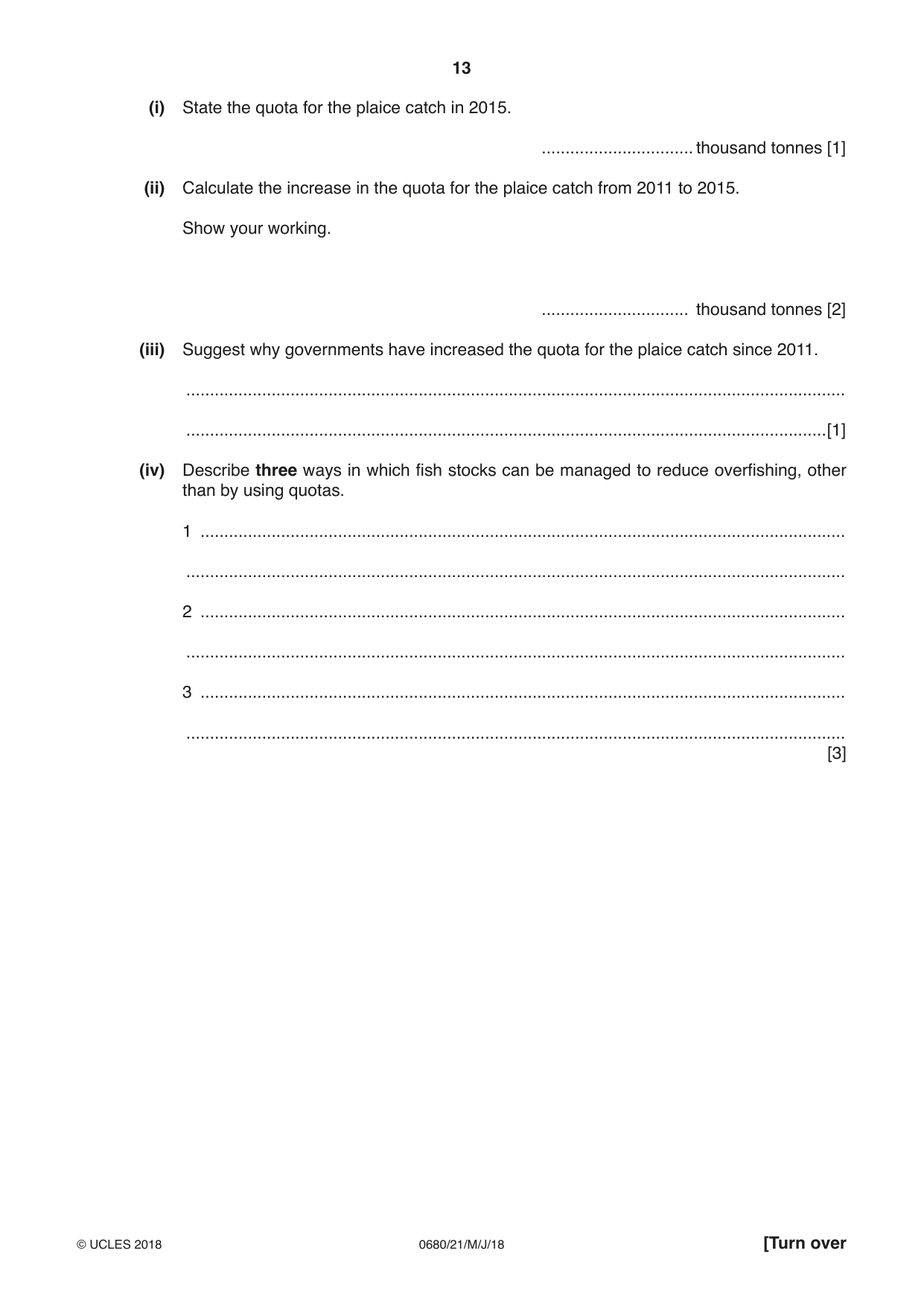Cambridge IGCSE Environmental Management 0680 2018 May/June Paper 2 · Variant 1 question paper, page 13 of 16