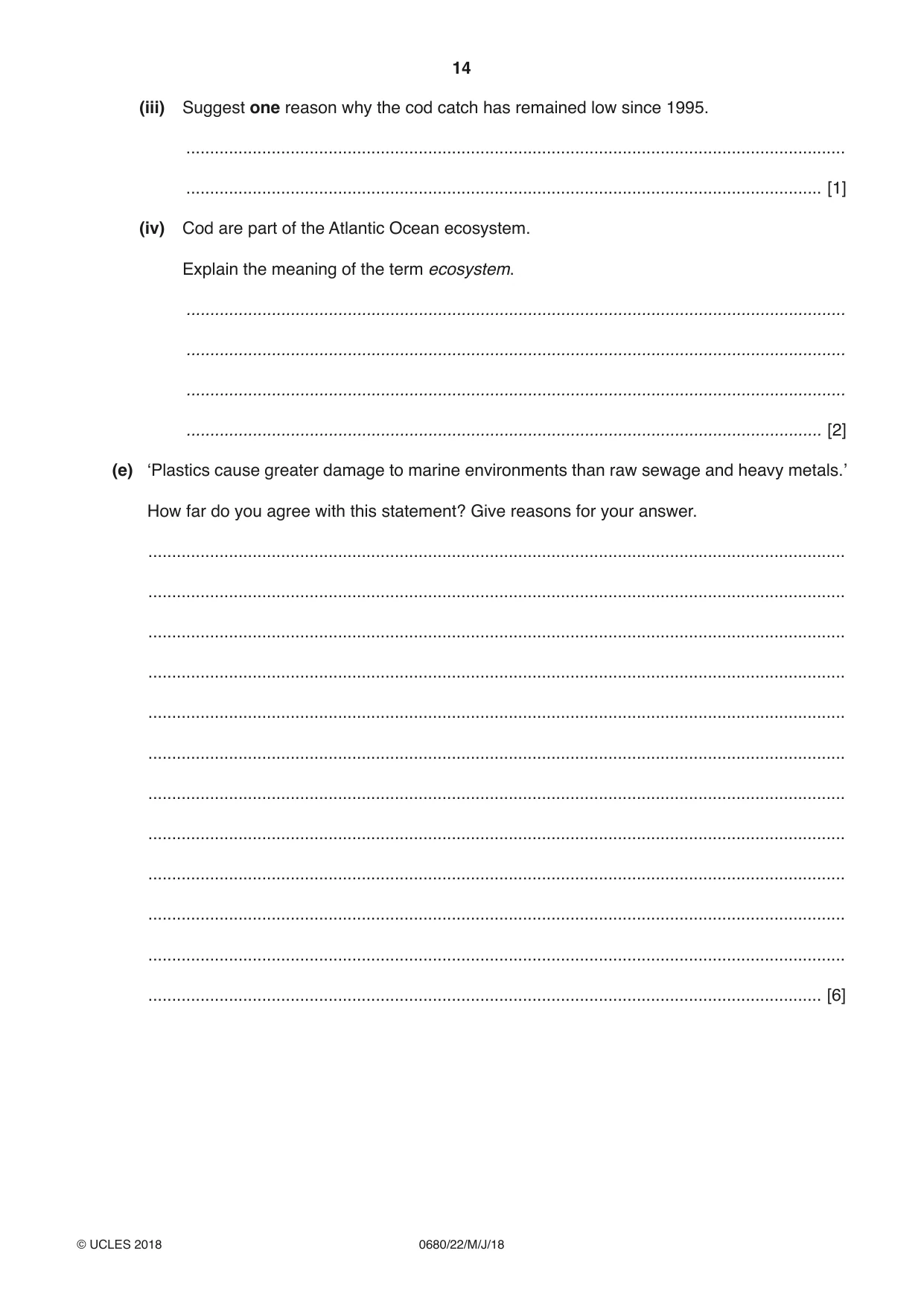Cambridge IGCSE Environmental Management 0680 2018 May/June Paper 2 · Variant 2 question paper, page 14 of 16