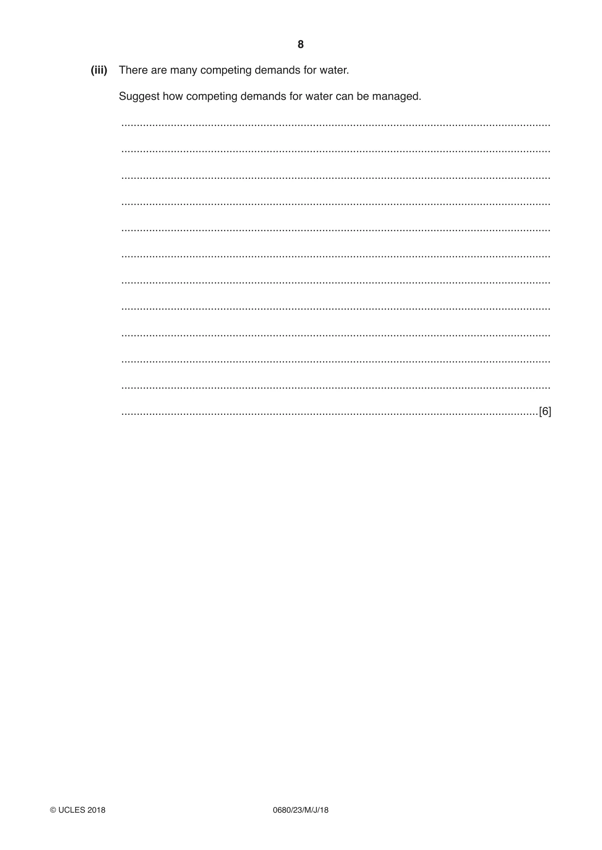 Cambridge IGCSE Environmental Management 0680 2018 May/June Paper 2 · Variant 3 question paper, page 8 of 16