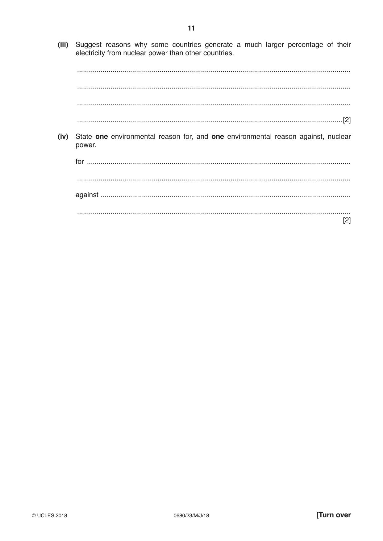 Cambridge IGCSE Environmental Management 0680 2018 May/June Paper 2 · Variant 3 question paper, page 11 of 16