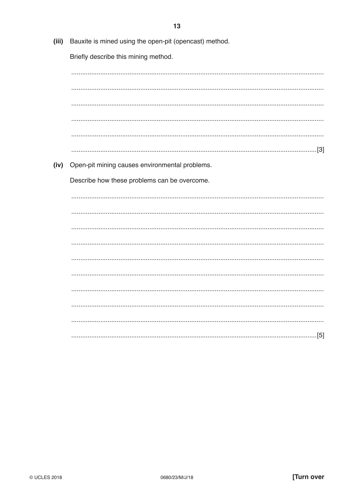 Cambridge IGCSE Environmental Management 0680 2018 May/June Paper 2 · Variant 3 question paper, page 13 of 16