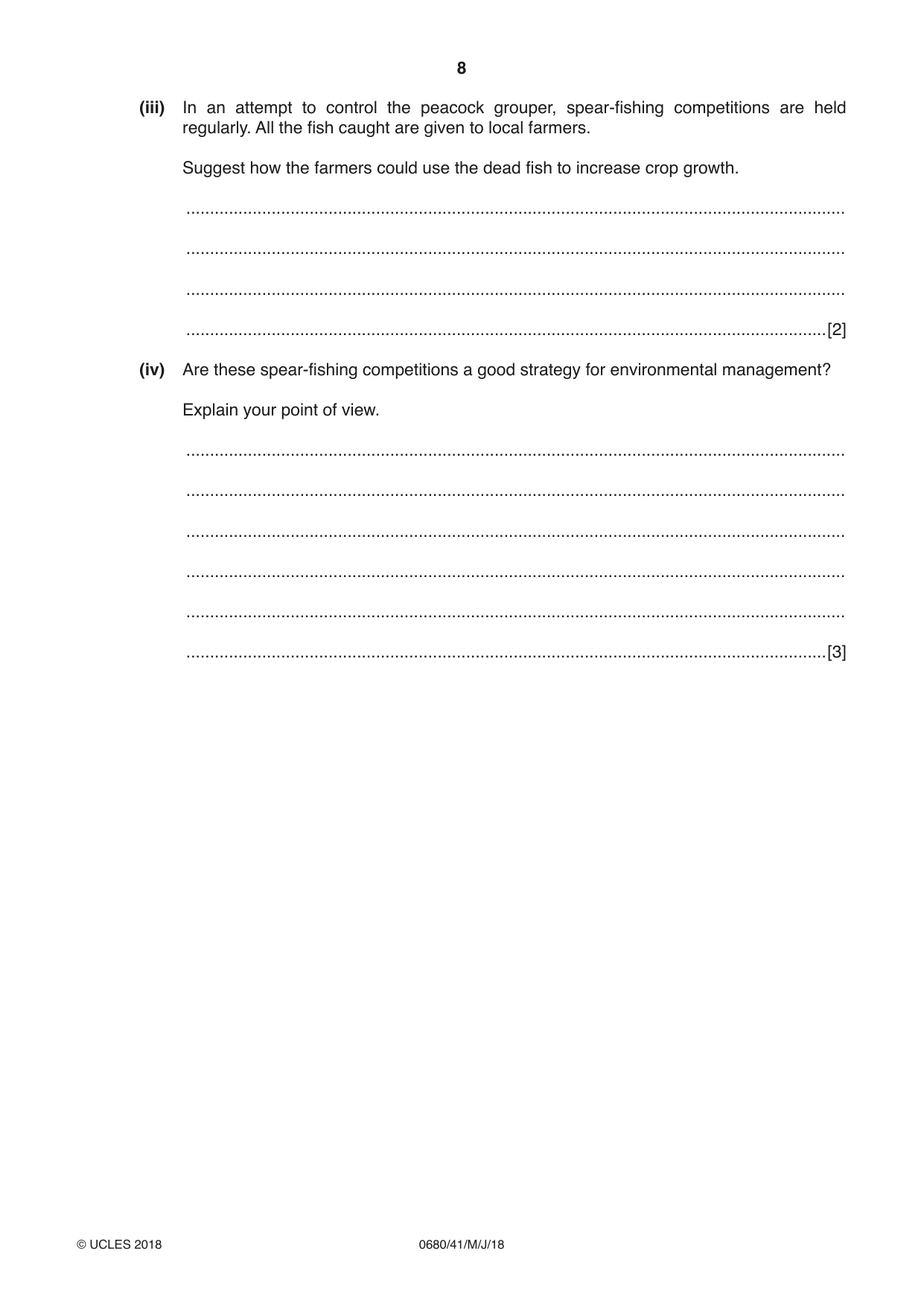 Cambridge IGCSE Environmental Management 0680 2018 May/June Paper 4 · Variant 1 question paper, page 8 of 16