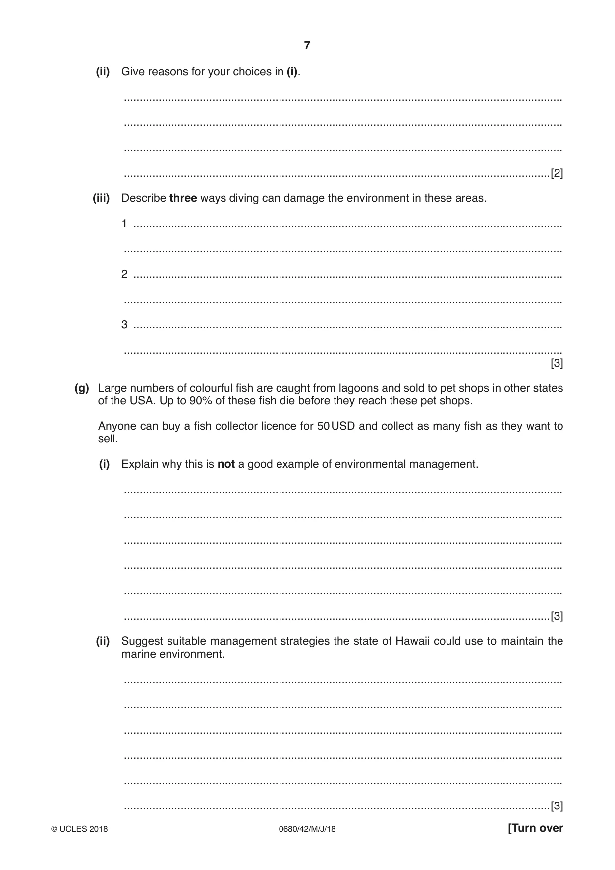 Cambridge IGCSE Environmental Management 0680 2018 May/June Paper 4 · Variant 2 question paper, page 7 of 16