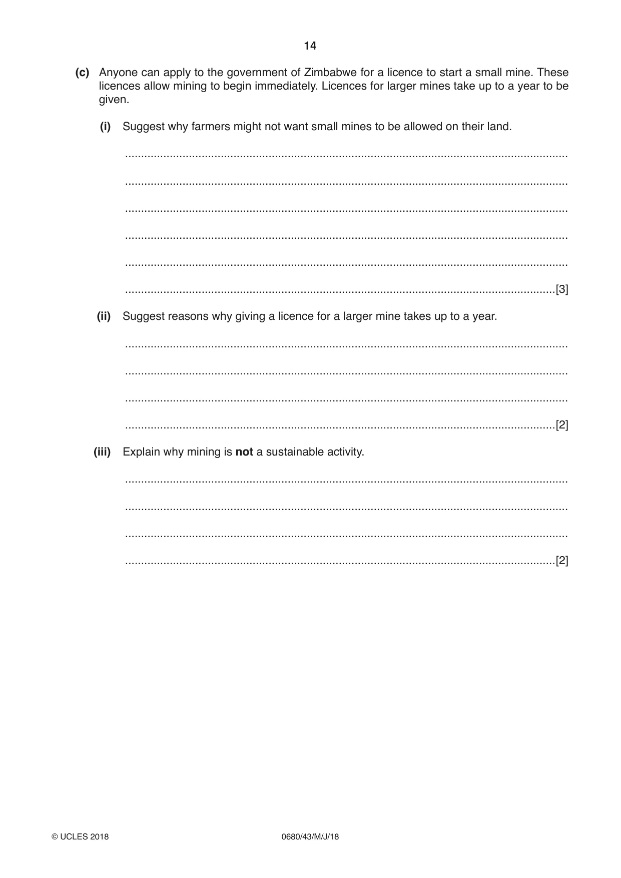Cambridge IGCSE Environmental Management 0680 2018 May/June Paper 4 · Variant 3 question paper, page 14 of 16