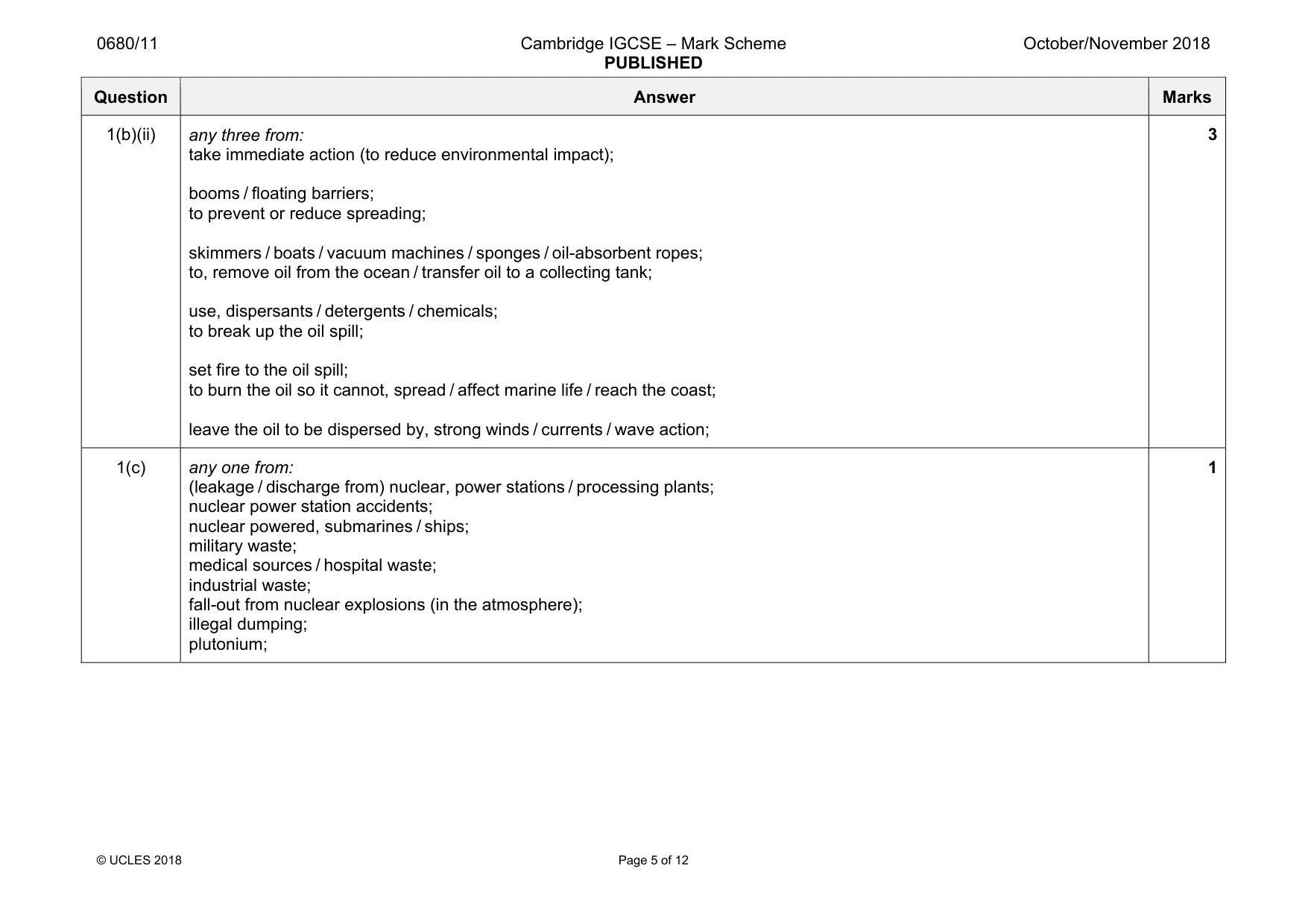Mark scheme, page 5 of 12