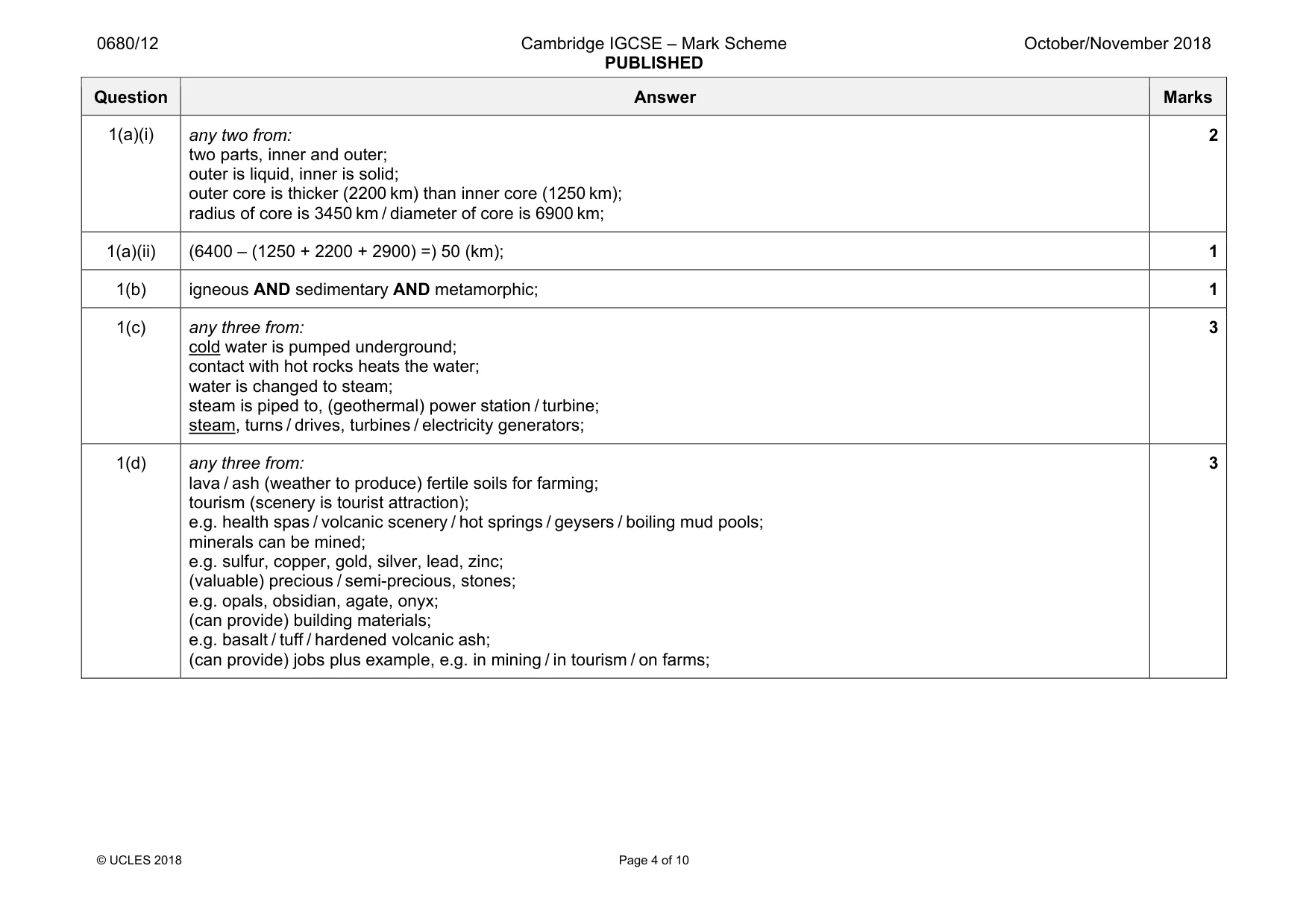 Mark scheme, page 4 of 10