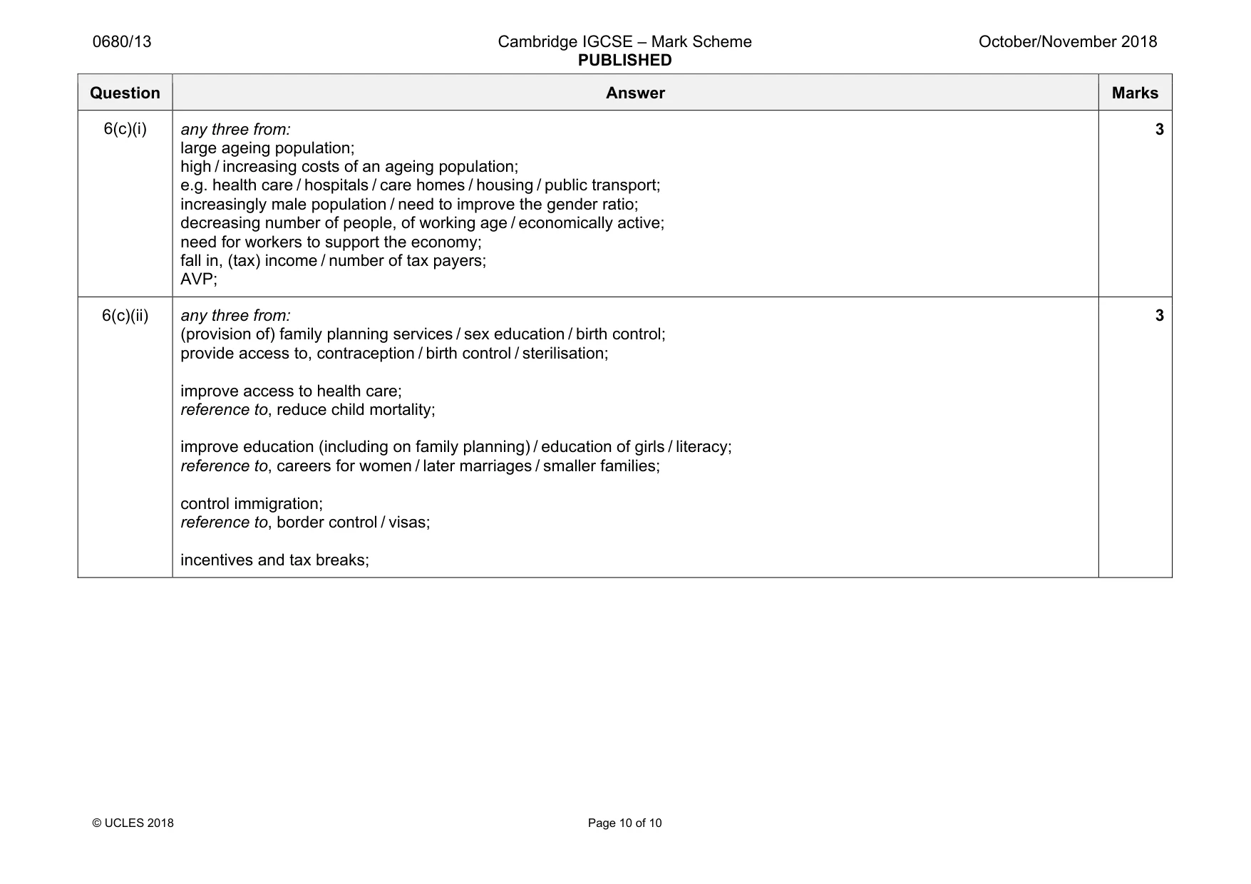 Mark scheme, page 10 of 10