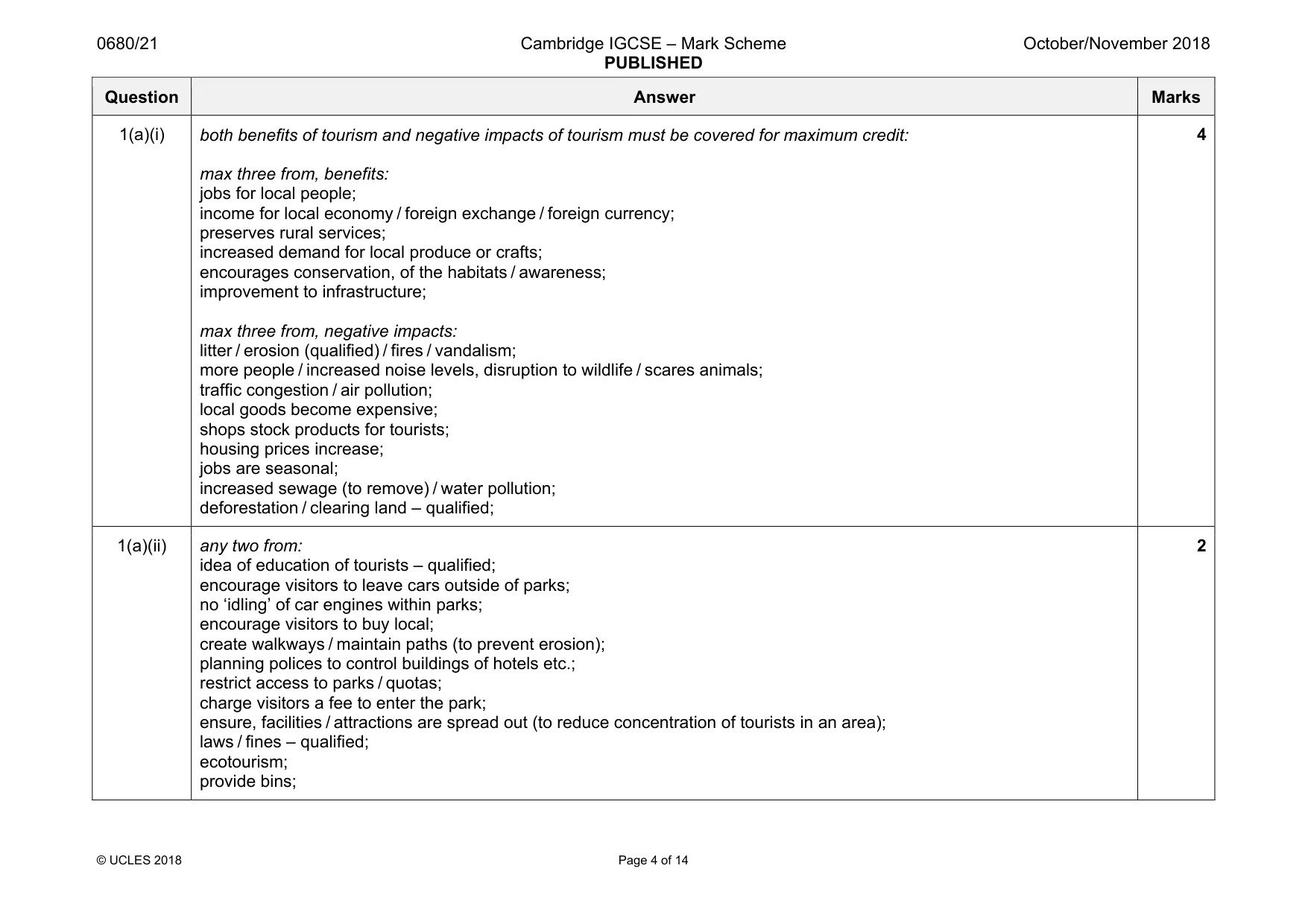 Mark scheme, page 4 of 14