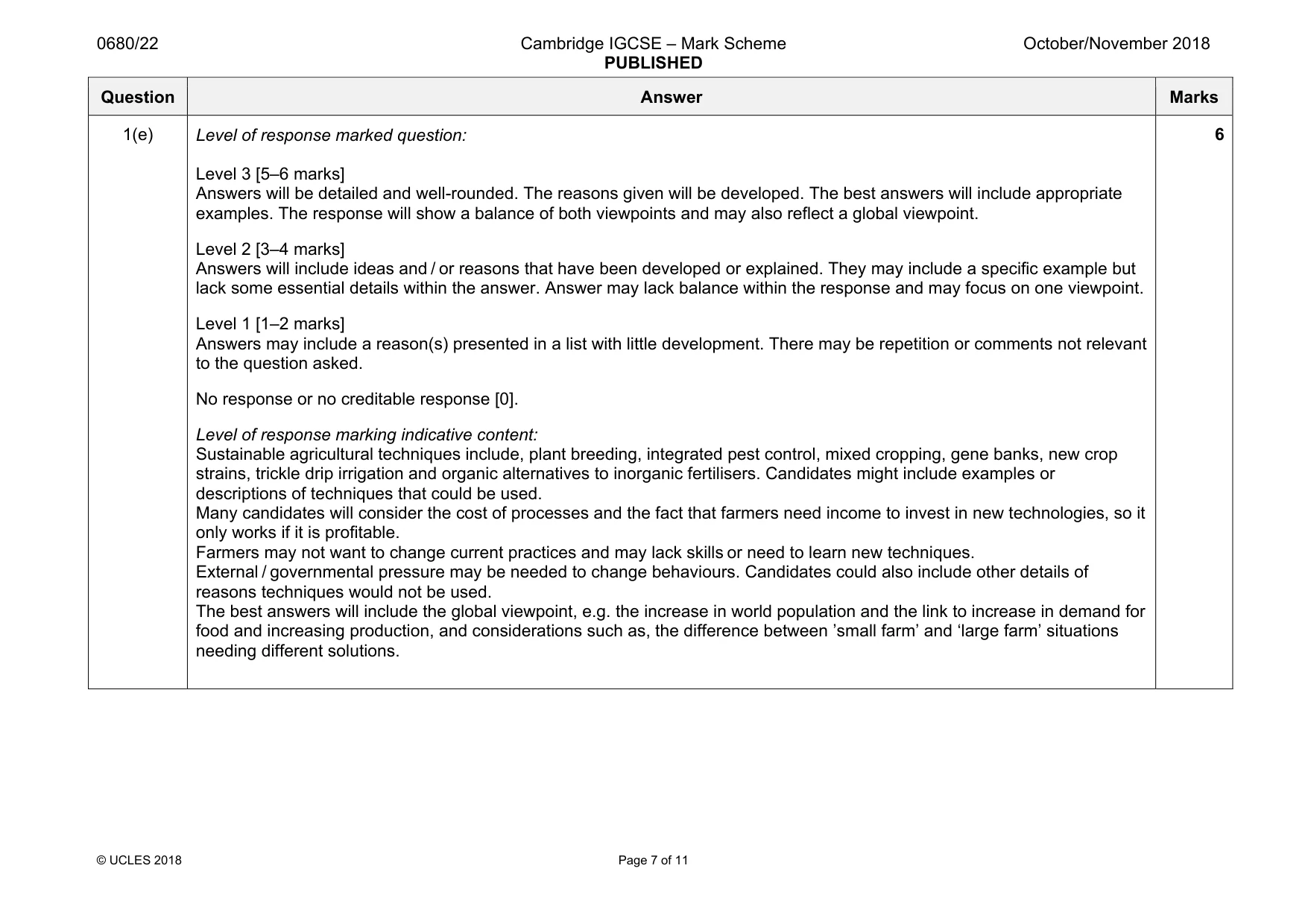 Mark scheme, page 7 of 11