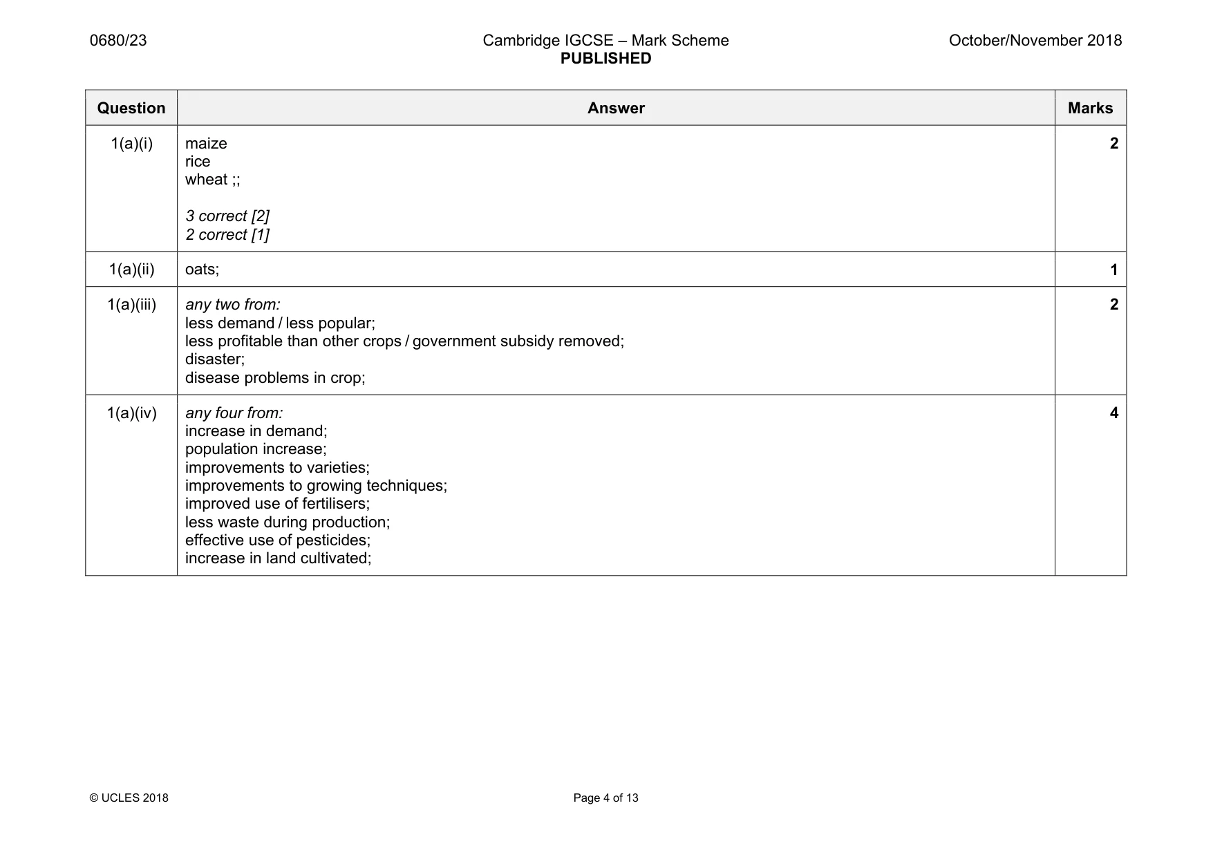 Mark scheme, page 4 of 13