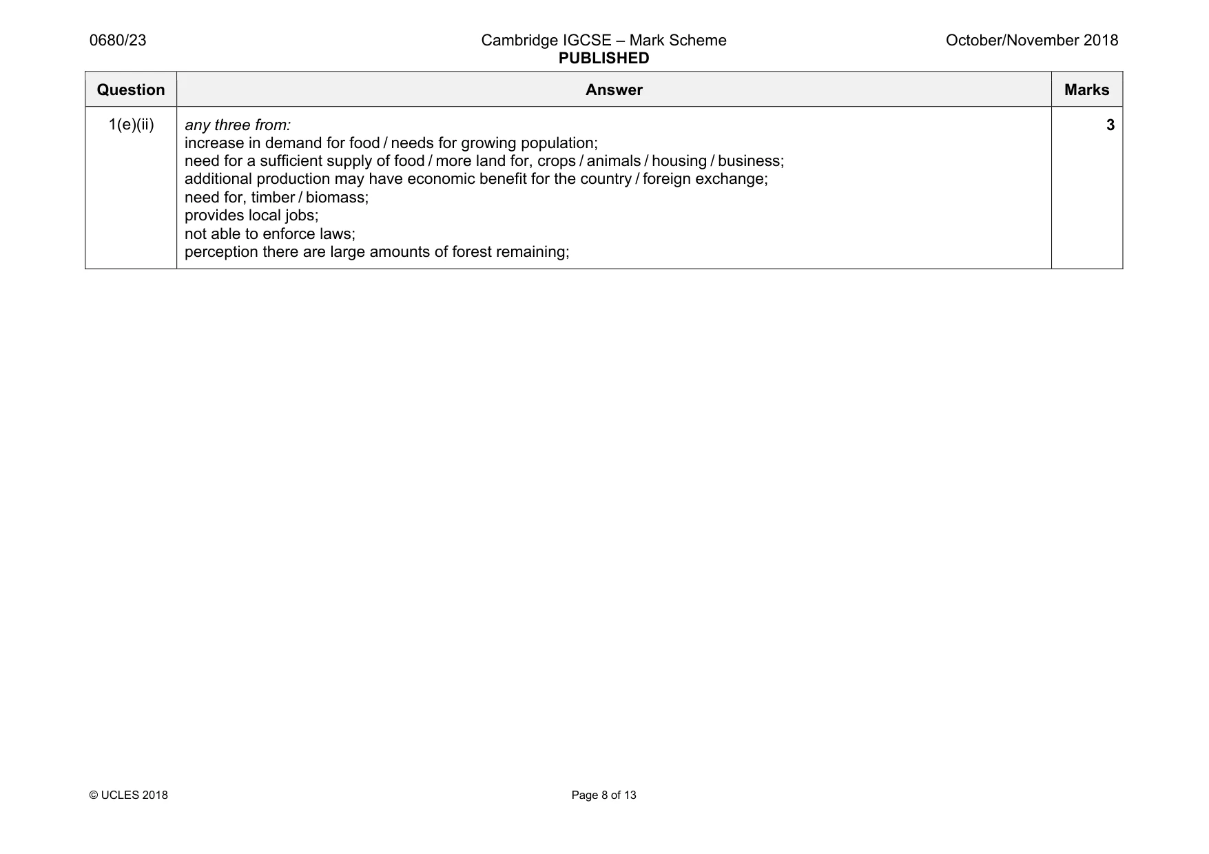 Mark scheme, page 8 of 13