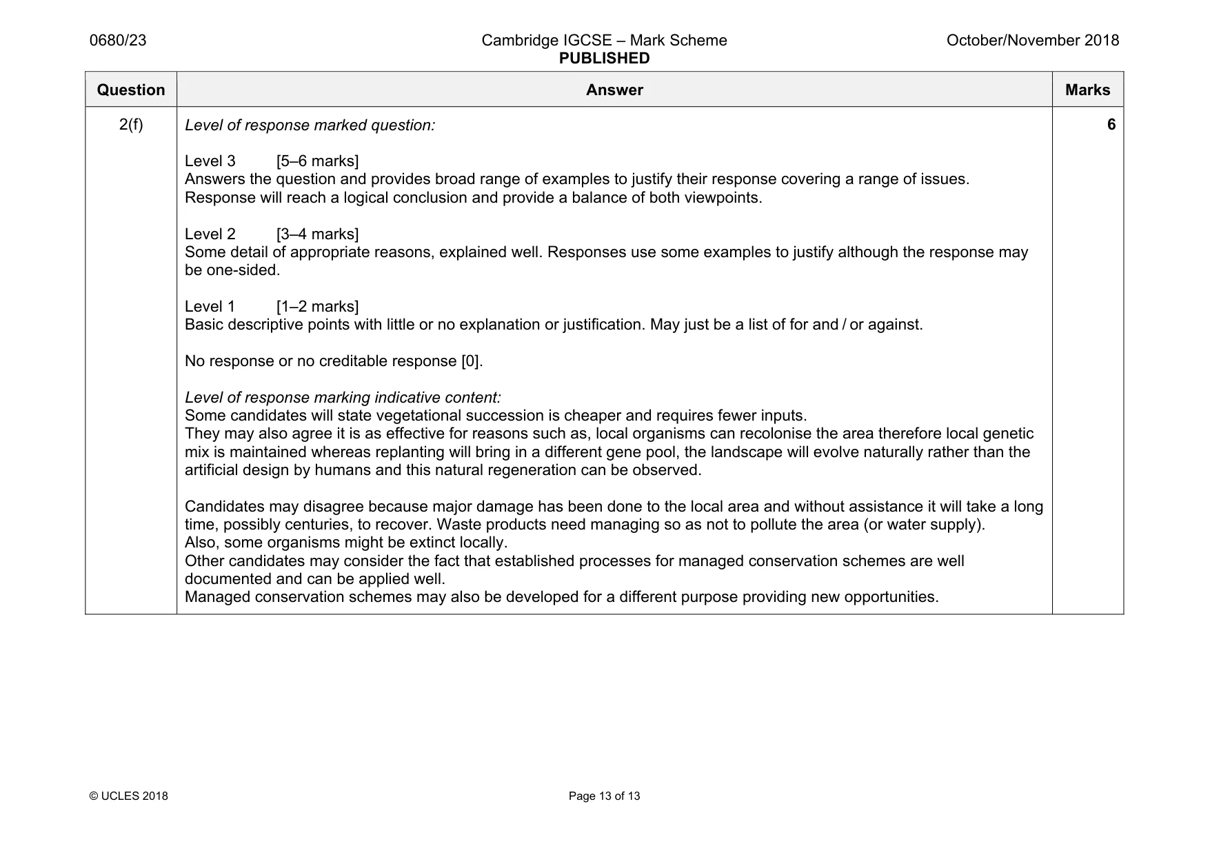 Mark scheme, page 13 of 13