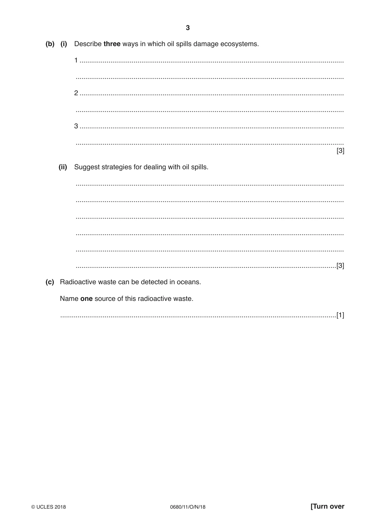 Cambridge IGCSE Environmental Management 0680 2018 Oct/Nov Paper 1 · Variant 1 question paper, page 3 of 16