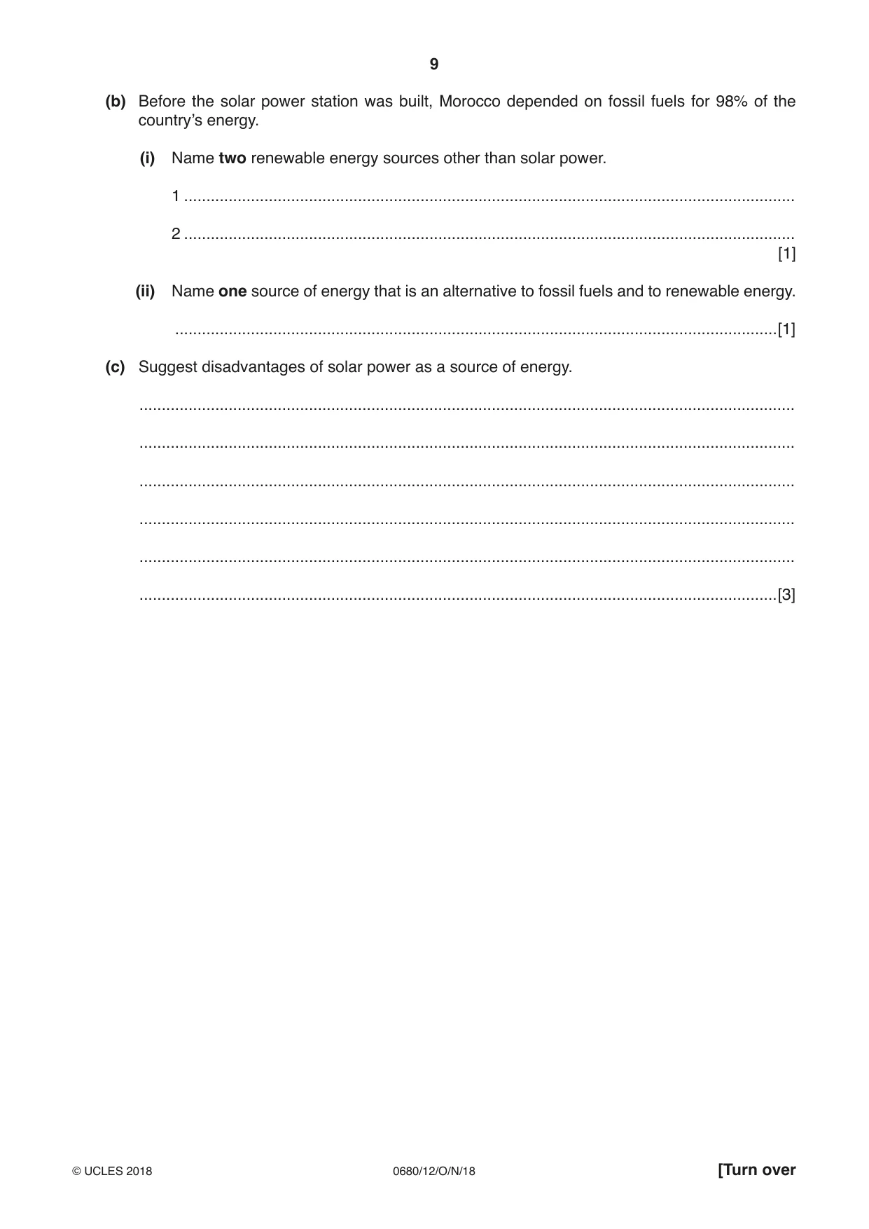Cambridge IGCSE Environmental Management 0680 2018 Oct/Nov Paper 1 · Variant 2 question paper, page 9 of 16