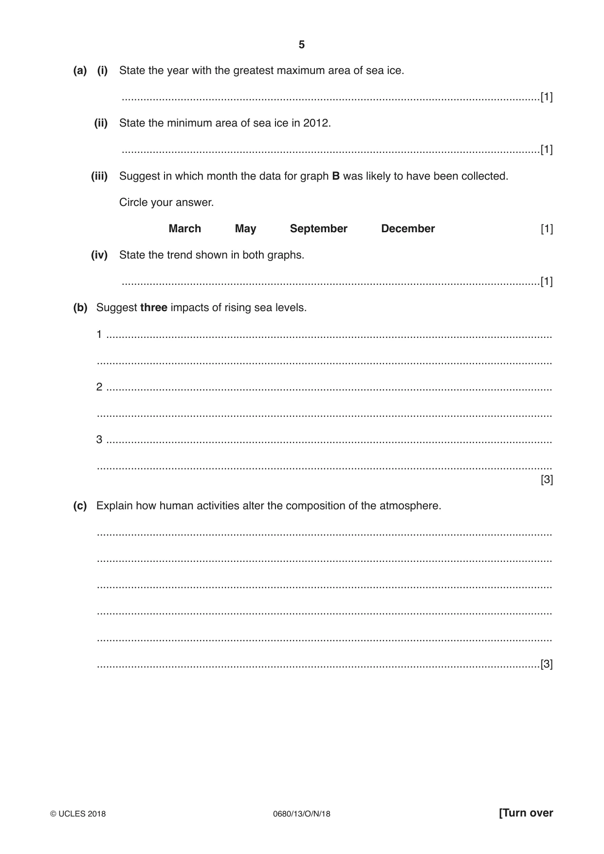 Cambridge IGCSE Environmental Management 0680 2018 Oct/Nov Paper 1 · Variant 3 question paper, page 5 of 16