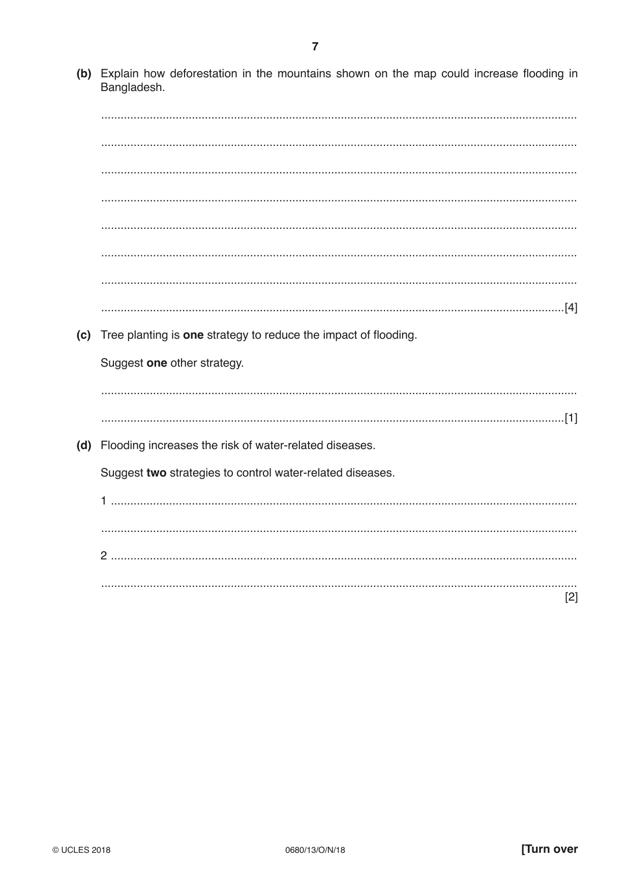 Cambridge IGCSE Environmental Management 0680 2018 Oct/Nov Paper 1 · Variant 3 question paper, page 7 of 16