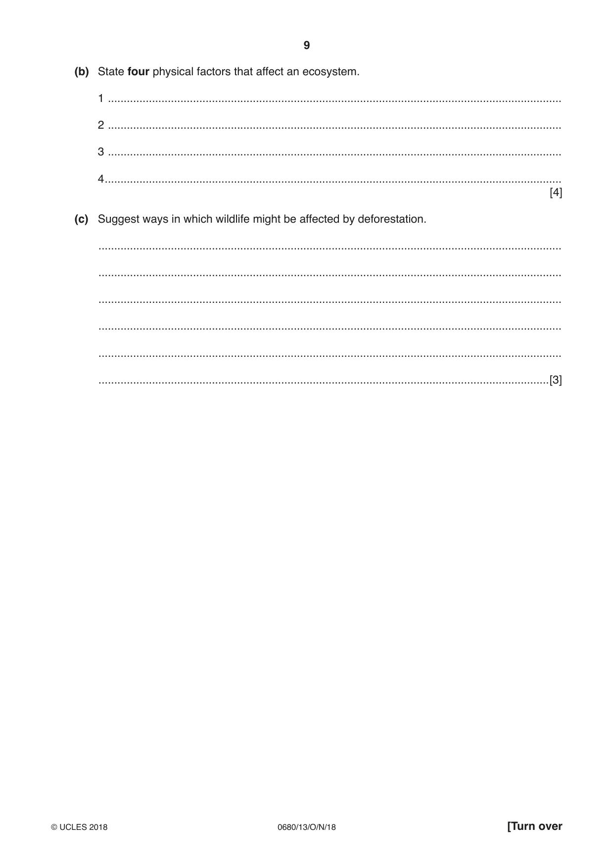 Cambridge IGCSE Environmental Management 0680 2018 Oct/Nov Paper 1 · Variant 3 question paper, page 9 of 16