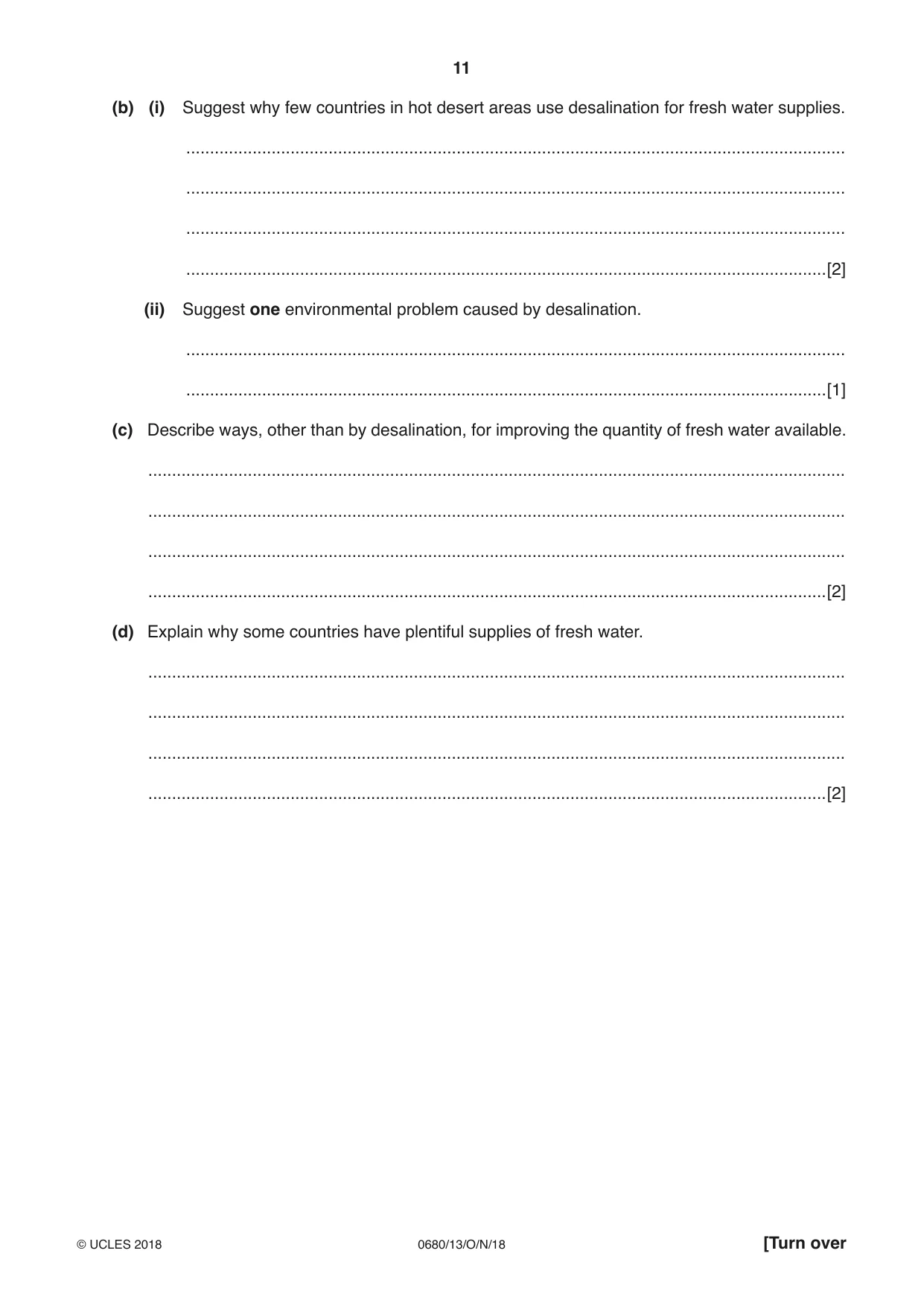 Cambridge IGCSE Environmental Management 0680 2018 Oct/Nov Paper 1 · Variant 3 question paper, page 11 of 16