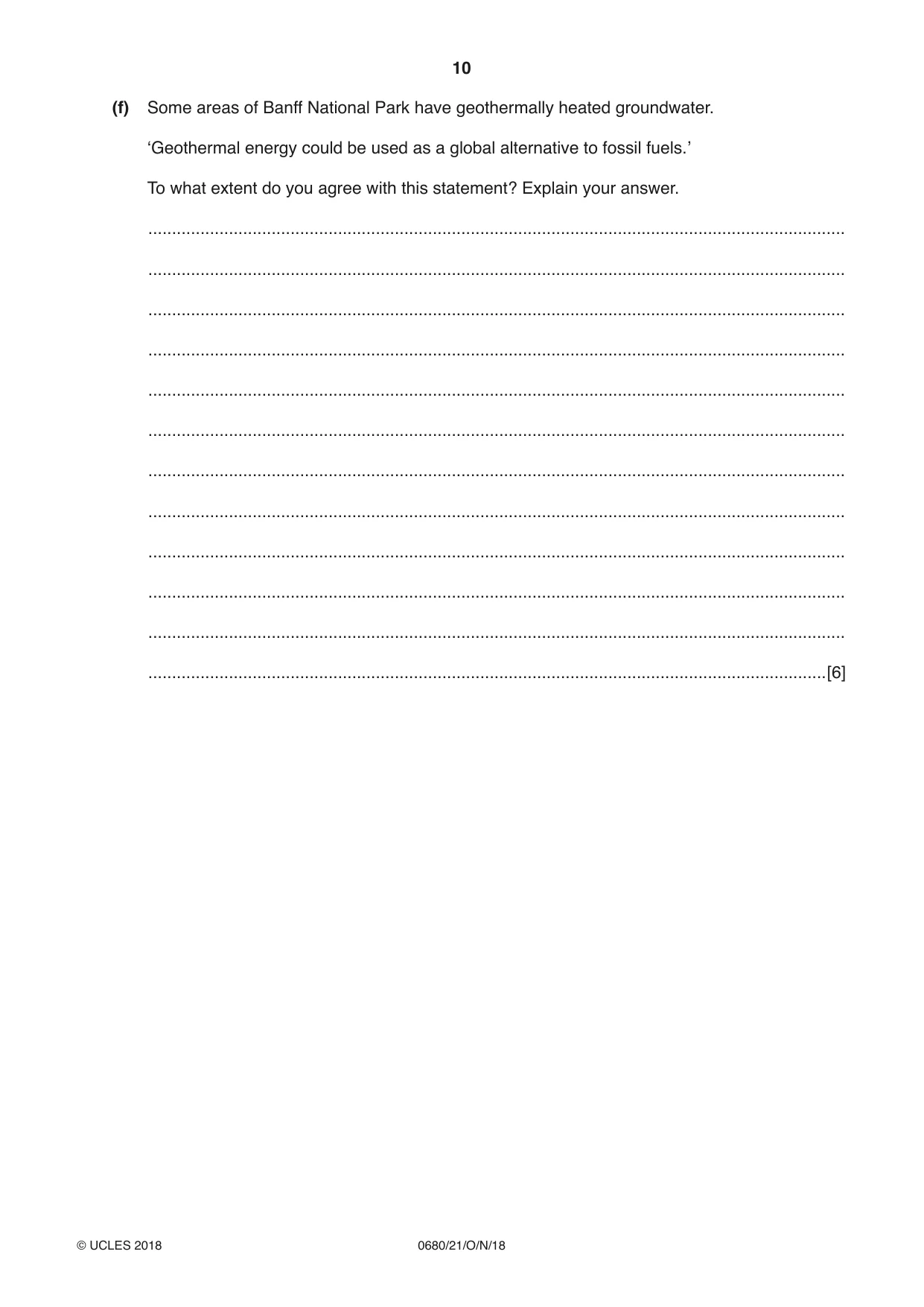 Cambridge IGCSE Environmental Management 0680 2018 Oct/Nov Paper 2 · Variant 1 question paper, page 10 of 20
