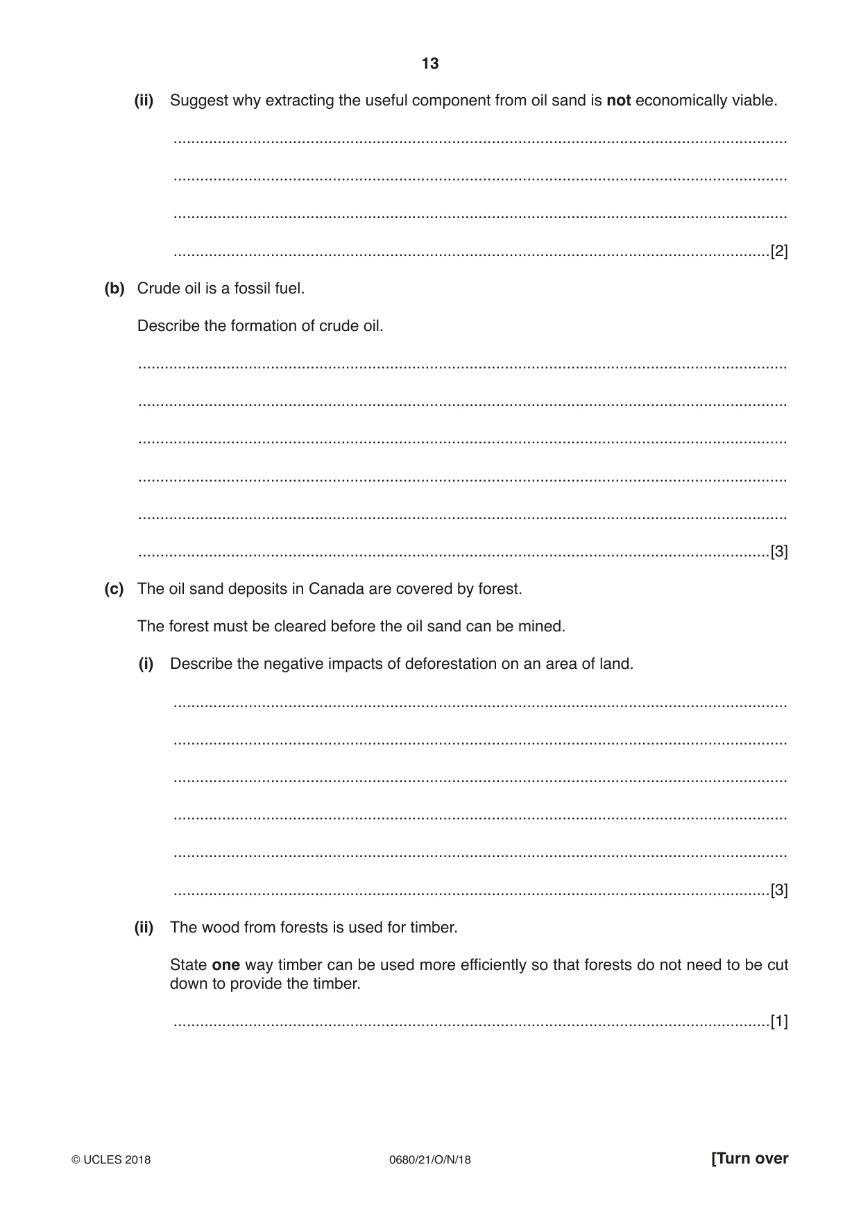 Cambridge IGCSE Environmental Management 0680 2018 Oct/Nov Paper 2 · Variant 1 question paper, page 13 of 20